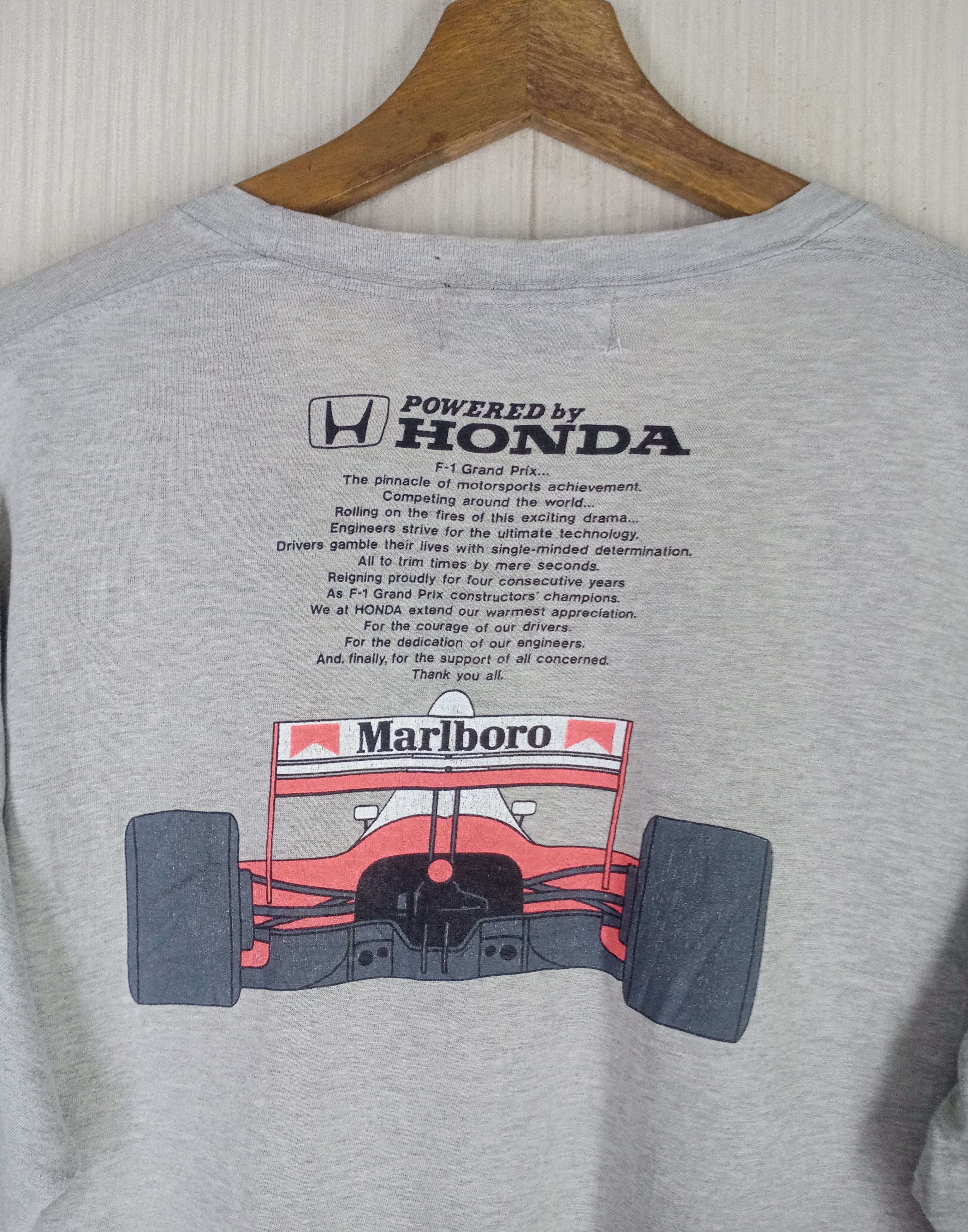 Honda Vintage 90s Honda Grand Prix Racing F1 Marlboro Tshirt Size US L / EU 52-54 / 3 - 4 Thumbnail