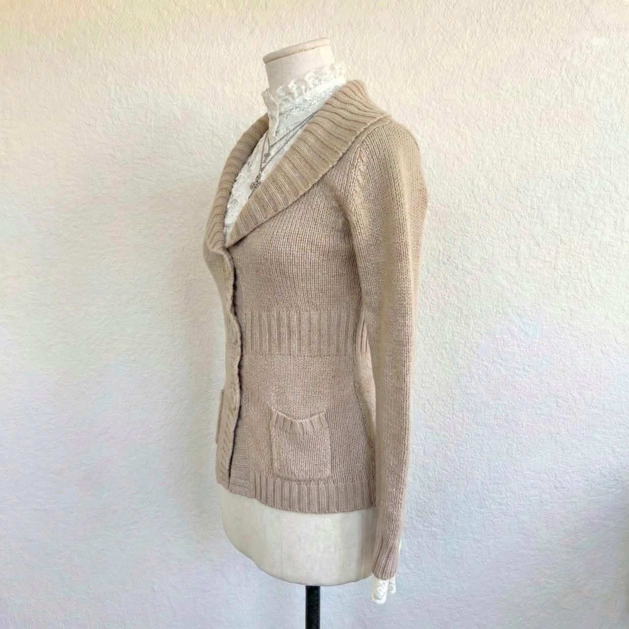 LIZ LISA Cream knit cardigan with button front and pockets, y2k Size M / US 6-8 / IT 42-44 - 2 Thumbnail