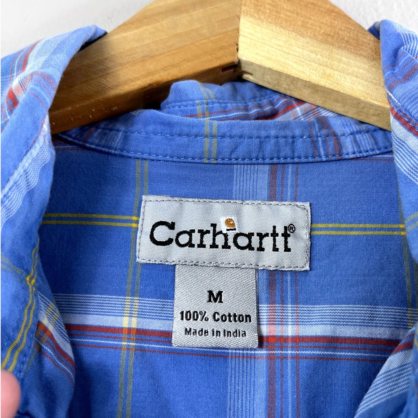 Carhartt Men's Blue Plaid Short Sleeve Carhartt Button Front Shirt M Size US M / EU 48-50 / 2 - 2 Thumbnail