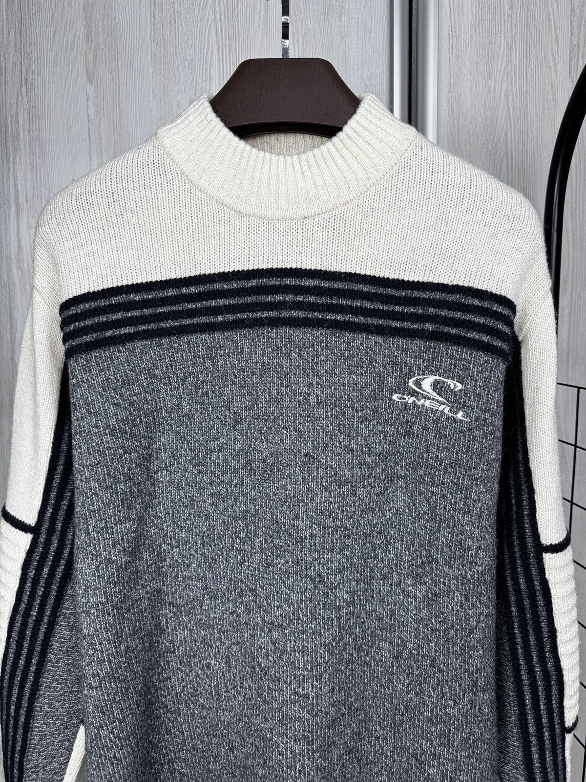 O'Neill O’neill vintage 90s grey beige striped sweater jumper Size US M / EU 48-50 / 2 - 3 Thumbnail