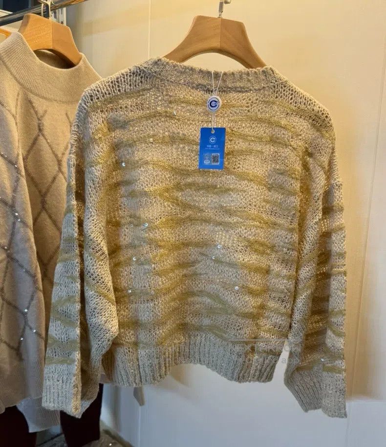 Brunello Cucinelli Brunello Cucinelli Sequined Silk Linen Knit Top Size M / US 6-8 / IT 42-44 - 8 Thumbnail