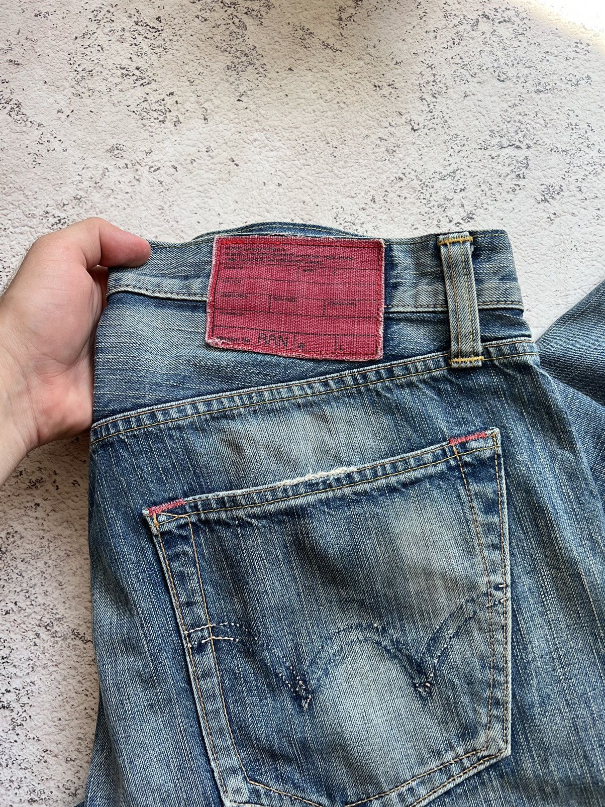 Edwin × Japanese Brand FLARED ≥ THRASHED EDWIN 53504 DISTRESSED DENIM PANT Size US 34 / EU 50 - 1 Thumbnail