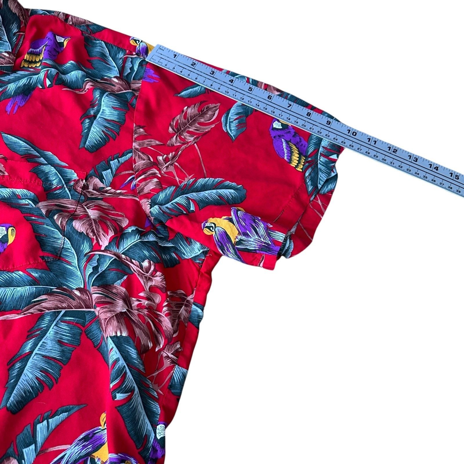 Paradise Found Paradise Found Hawaiian Shirt Mens 2XL Jungle Bird Red Rayon Size US XXL / EU 58 / 5 - 9 Thumbnail