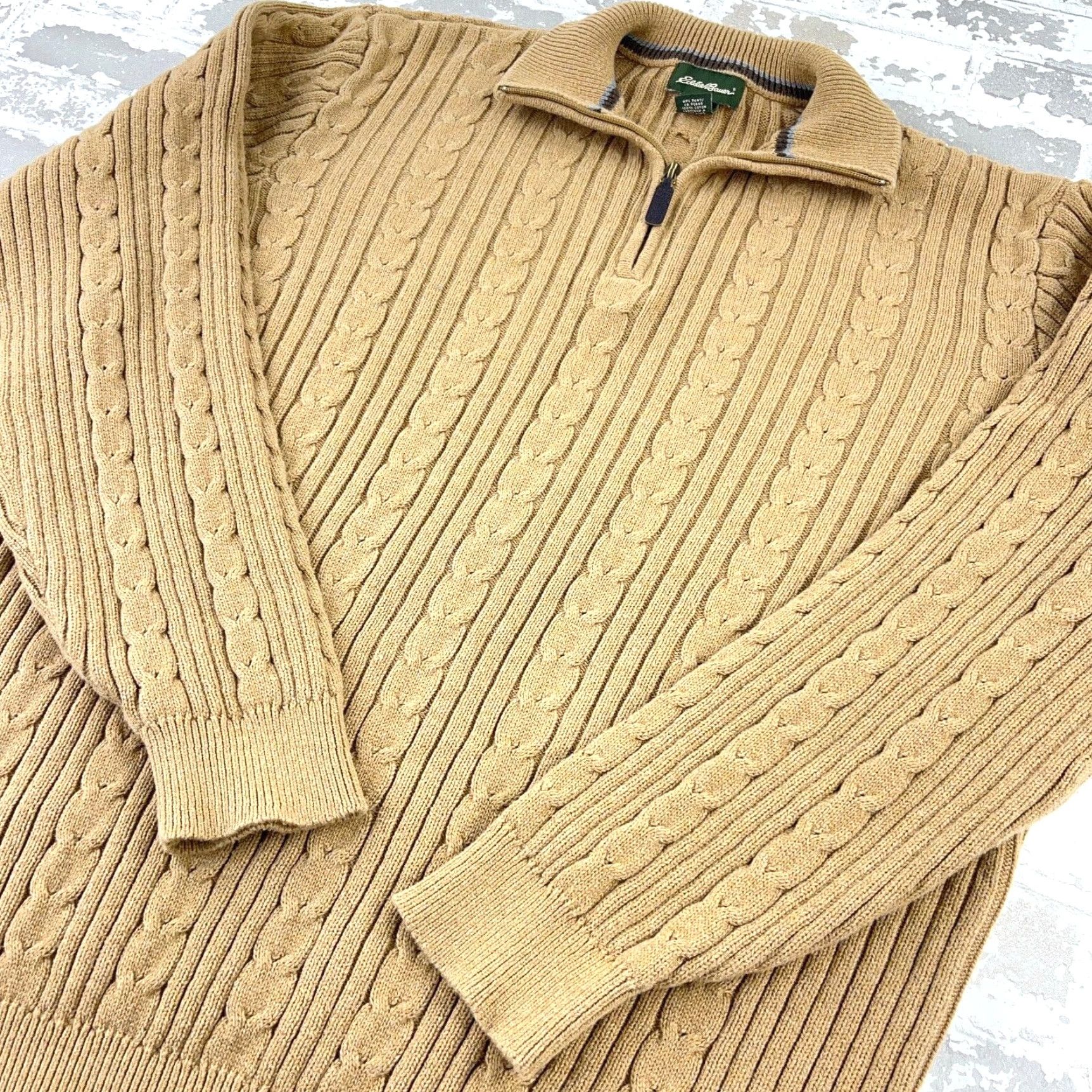Eddie Bauer Eddie Bauer Sweater Men Large Tall Brown Heavy Cable Knit Pullover Textured Size US L / EU 52-54 / 3 - 3 Thumbnail