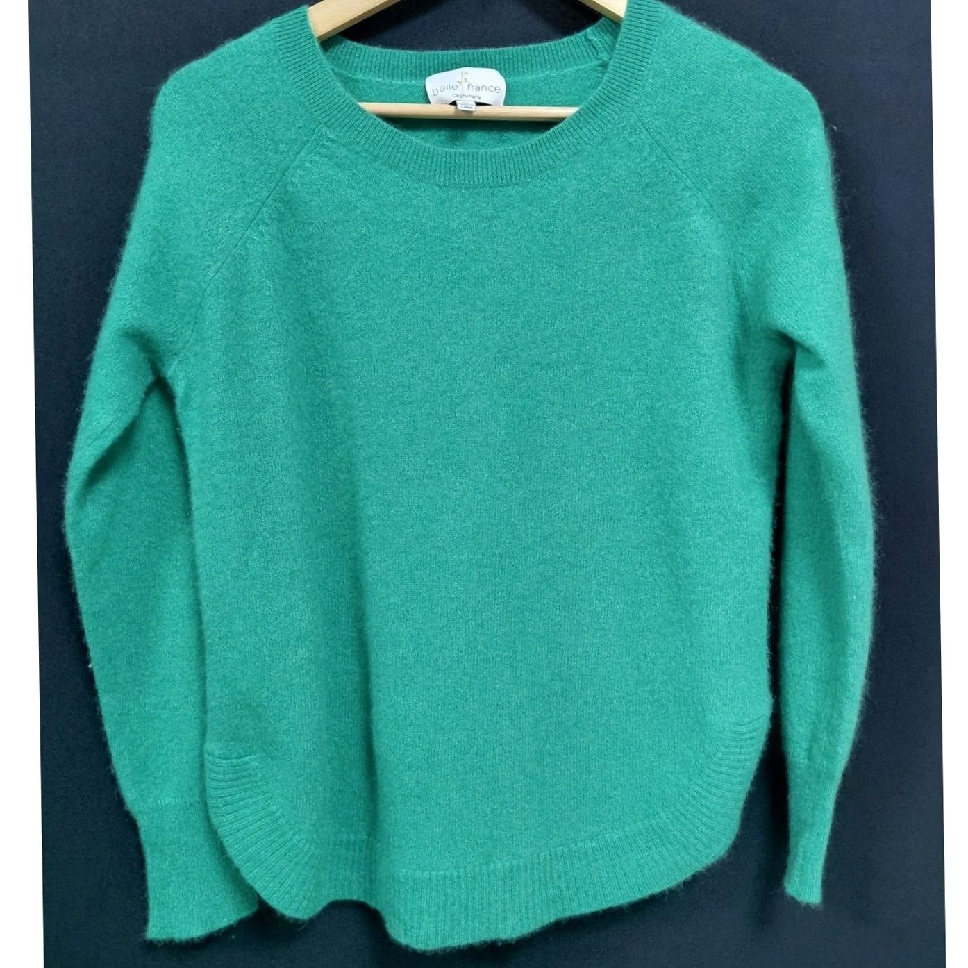 Vintage VINTAGE Belle France Sweater Green Solid Knit 100% Cashmere Women XL Crew Neck Long Sleeve Pullover Dry Clean Only Fall Winter Casual Business Womens Size XL / US 12-14 / IT 48-50 - 2 Thumbnail