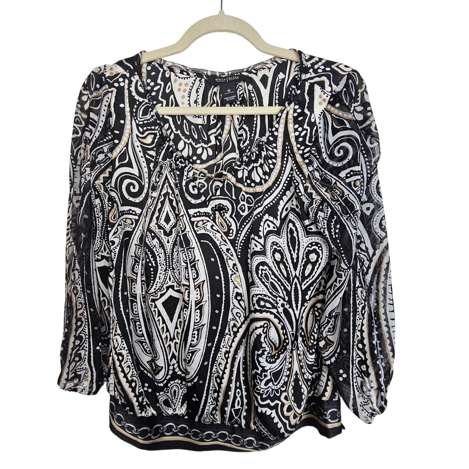 White House Black Market White House Black Market Geometric Print Top 10 Career Corp Size L / US 10 / IT 46 - 1 Thumbnail