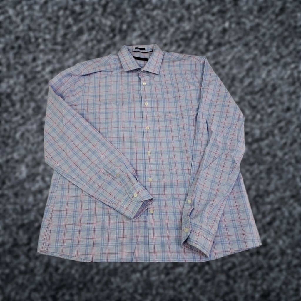 Tommy Hilfiger Tommy Hilfiger Shirt Long Sleeve Button-Up Plaid Blue/Pink XL Mens Slim Fit Casual Business Travel Vintage No Size US XL / EU 56 / 4 - 1 Thumbnail