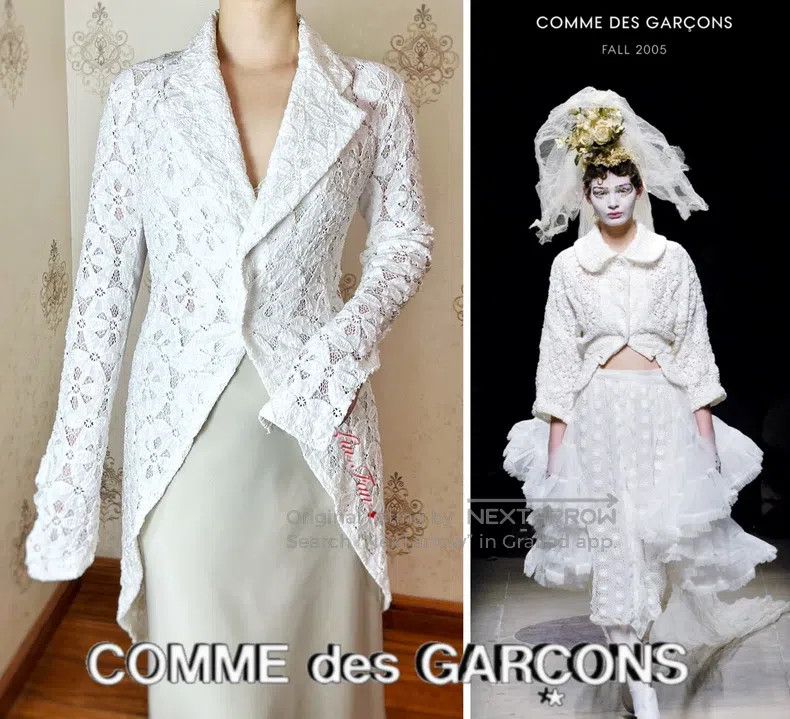 Comme des Garcons Comme des Garcons Lace White Versatile Tailcoat Size S / US 4 / IT 40 - 3 Thumbnail