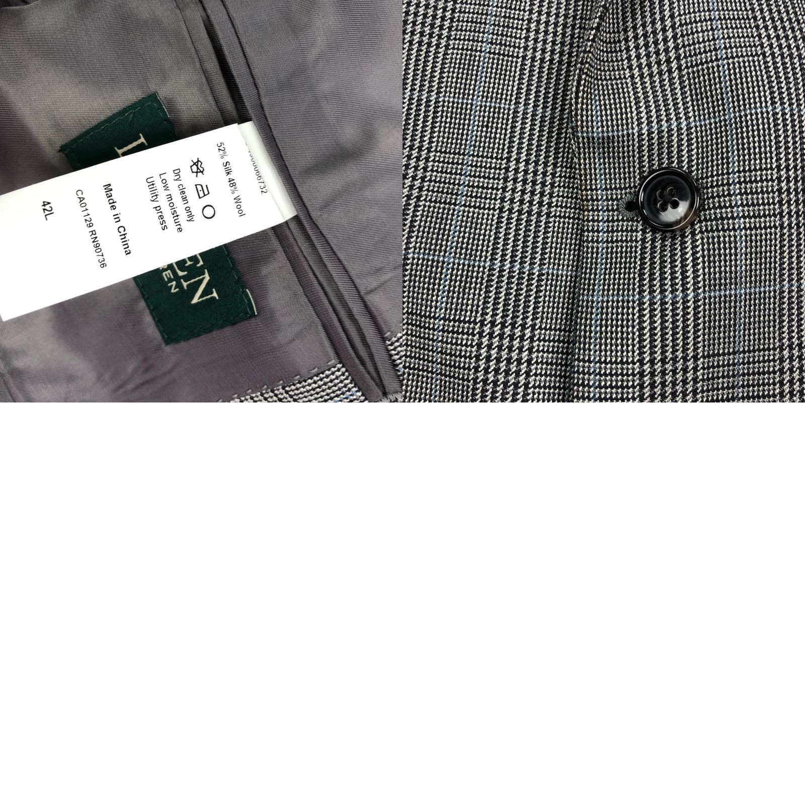 Ralph Lauren Ralph Lauren Blazer Wool Glen Check Mens 42L Gray Prince Wales Double Vent Notch Lapel 2 Button Suit Jacket Sport Coat Size 42R - 9 Thumbnail
