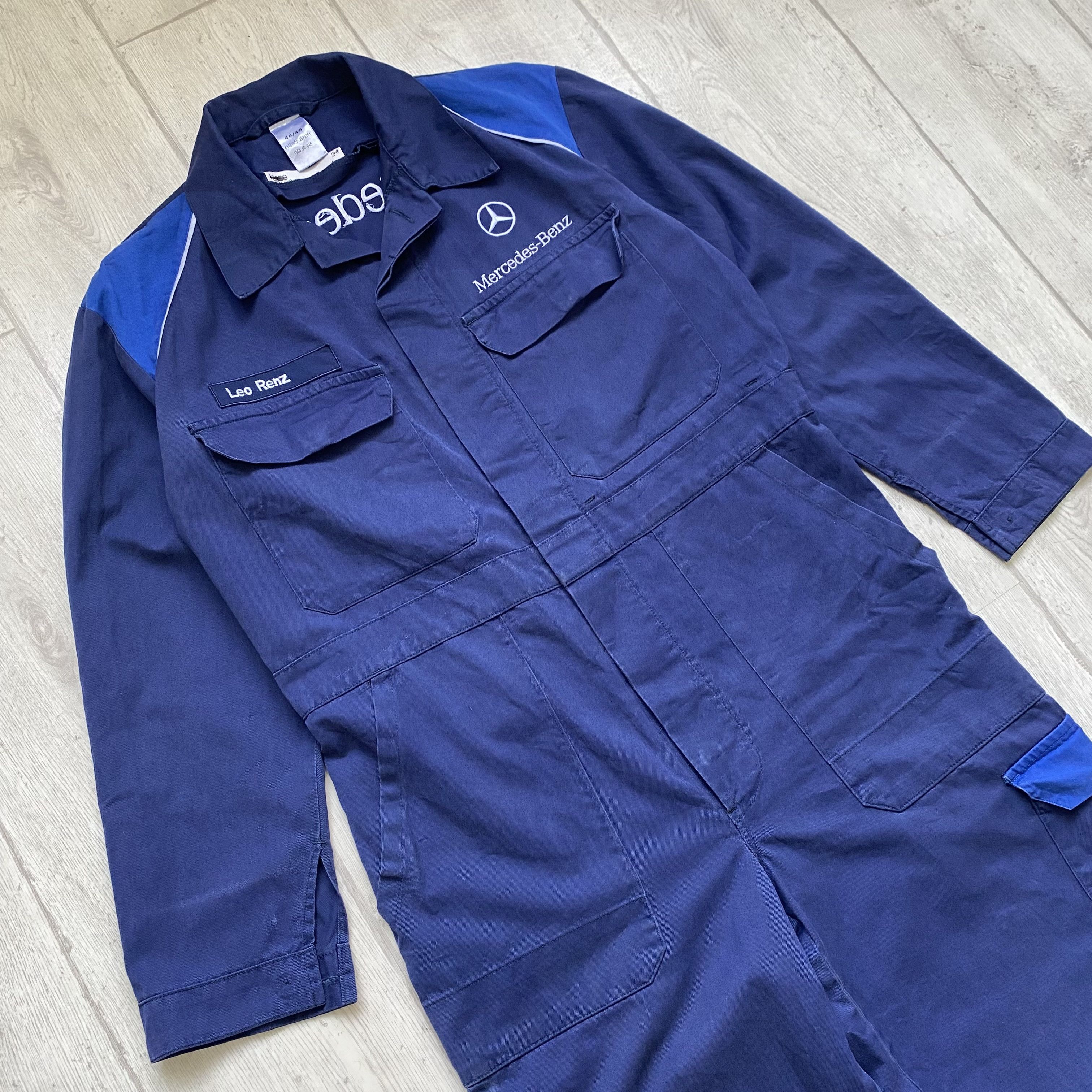 Mercedes-Benz 🛻 Vintage F1 Racing Mercedes Benz work jumpsuit Coverall Size US 29 - 10 Thumbnail