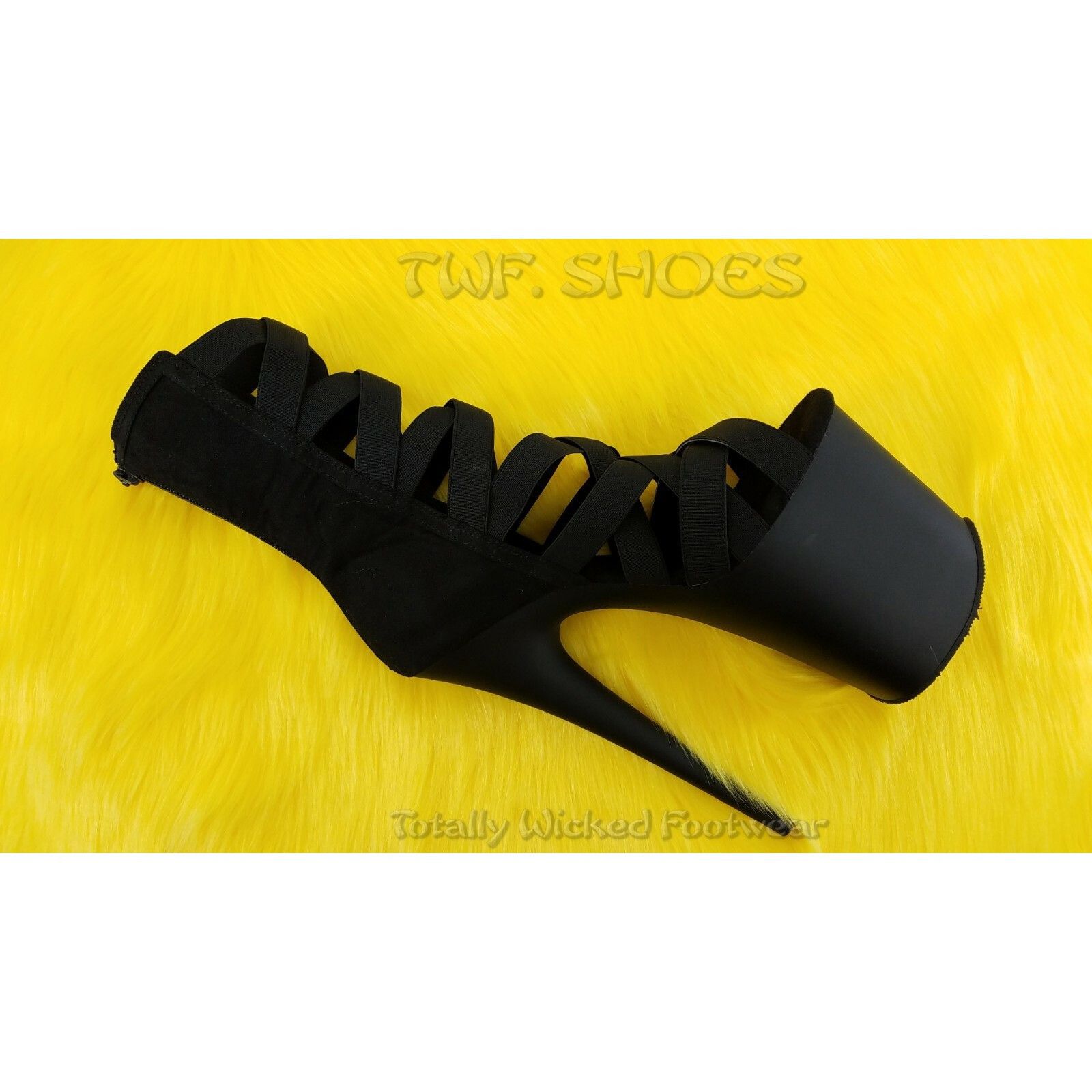 Other Flamingo 800-24 Elastic Strap 8" Heel Platform Shoes Black S Size US 8 / IT 38 - 6 Thumbnail
