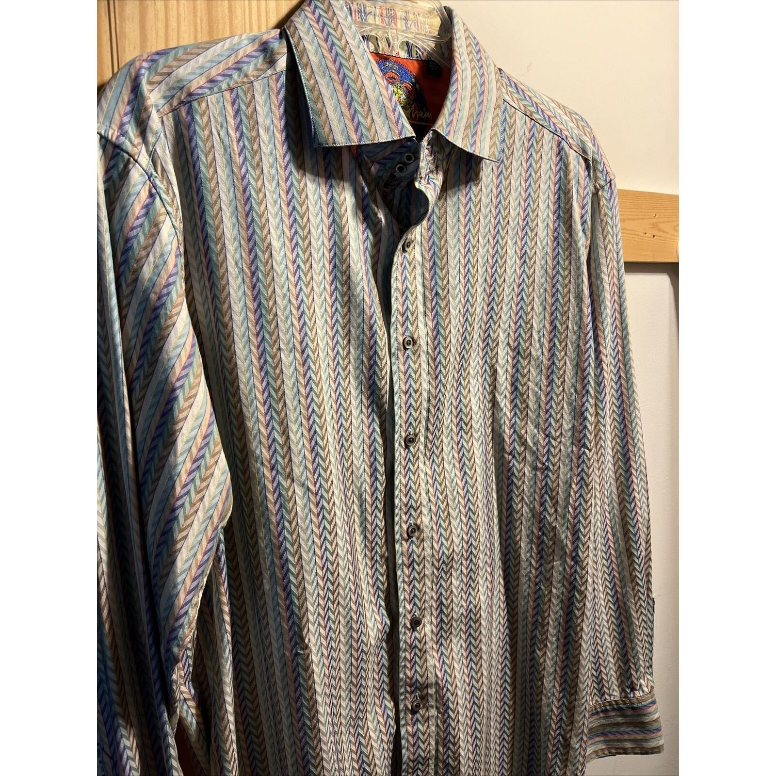 Robert Graham Robert Graham Men L Multicolor Stripe LS Button Cotton Shirt Size US L / EU 52-54 / 3 - 5 Thumbnail
