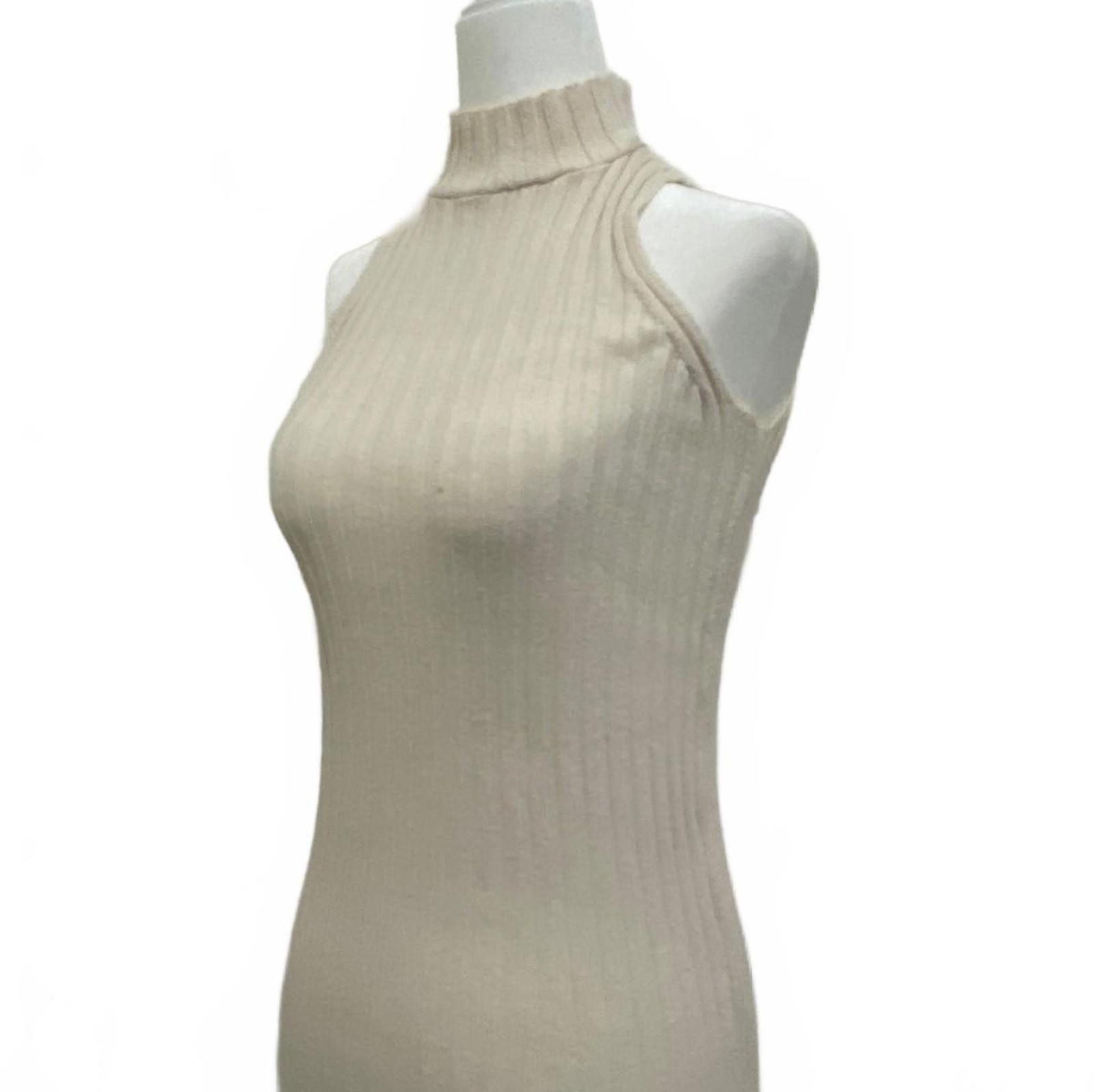 Asos ASOS Sleeveless Knit Mockneck Midi Dress in Beige (SMALL) Size S / US 4 / IT 40 - 4 Thumbnail