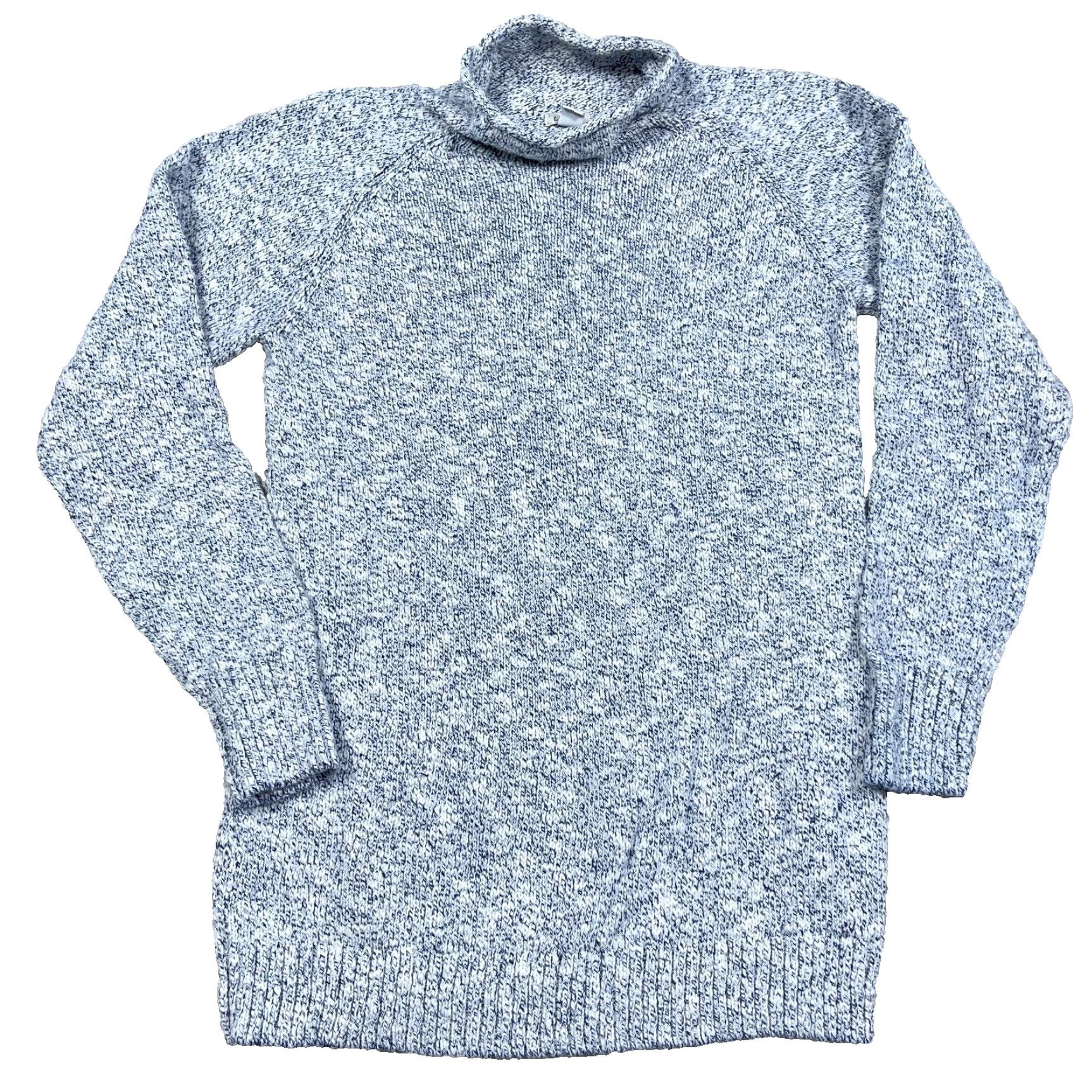 Vintage LL Bean Sweater Women Medium Tall Gray Marled Ragg Roll Mock Funnel Neck Rib Knit Pullover Casual Classic Season Fall Winter Size M / US 6-8 / IT 42-44 - 2 Thumbnail