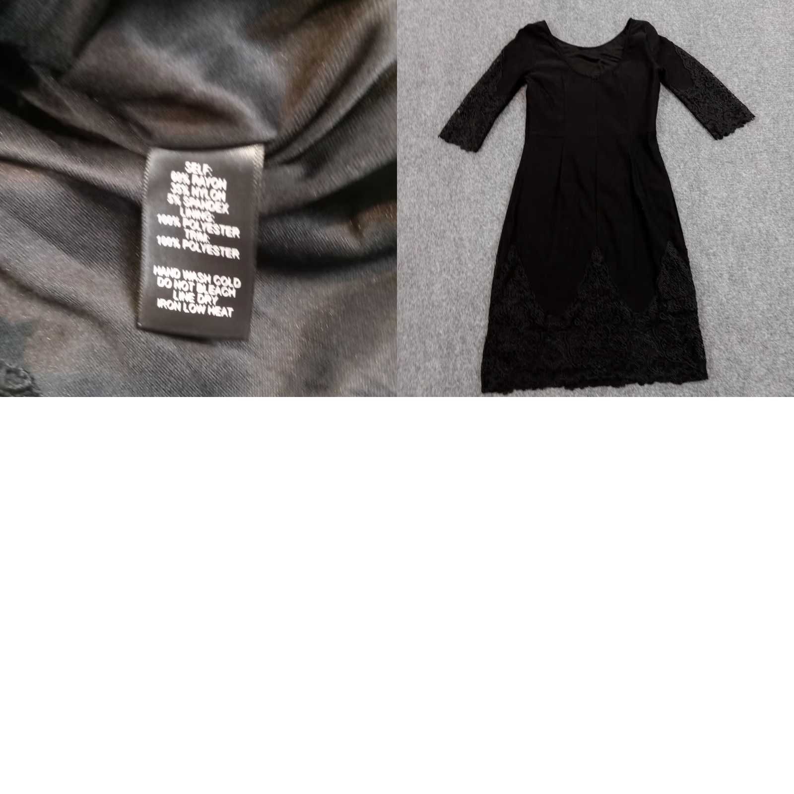 Lulus Lulus Shift Dress Womens Large Black Round Neck 3/4 Sleeve Knee Length Stretch Size L / US 10 / IT 46 - 8 Thumbnail
