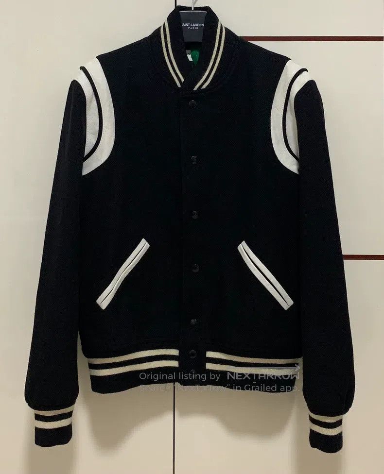 Saint Laurent Paris Black and White Wool Mixed Leather Bas