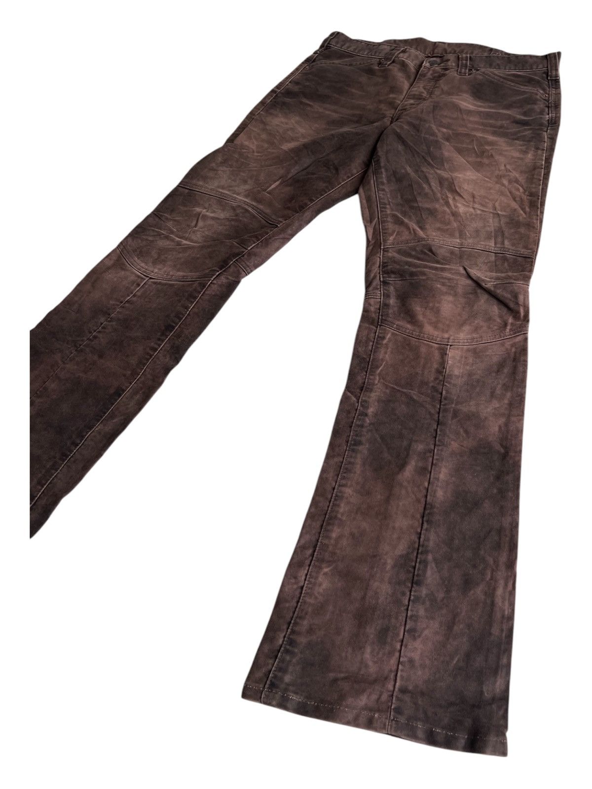 Isamu Katayama Backlash Y2K Barack Super Flare Knee Paded Stone Wash Biker Pants Size US 32 / EU 48 - 2 Thumbnail