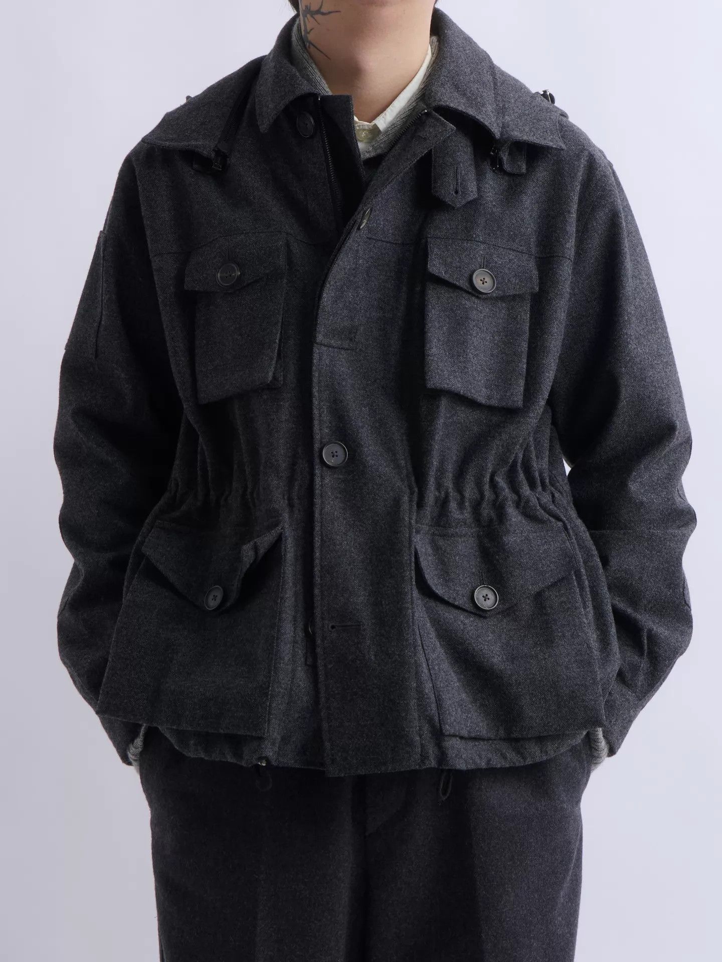 Raf Simons 00s JIL SANDER Raf Simons Gray Wool Hooded Jacket Size US L / EU 52-54 / 3 - 1 Thumbnail