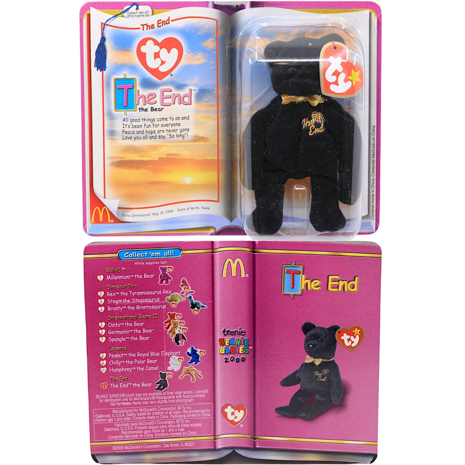 Vintage Teenie Beanie Babies 2000 - The End the Bear Size ONE SIZE - 5 Thumbnail