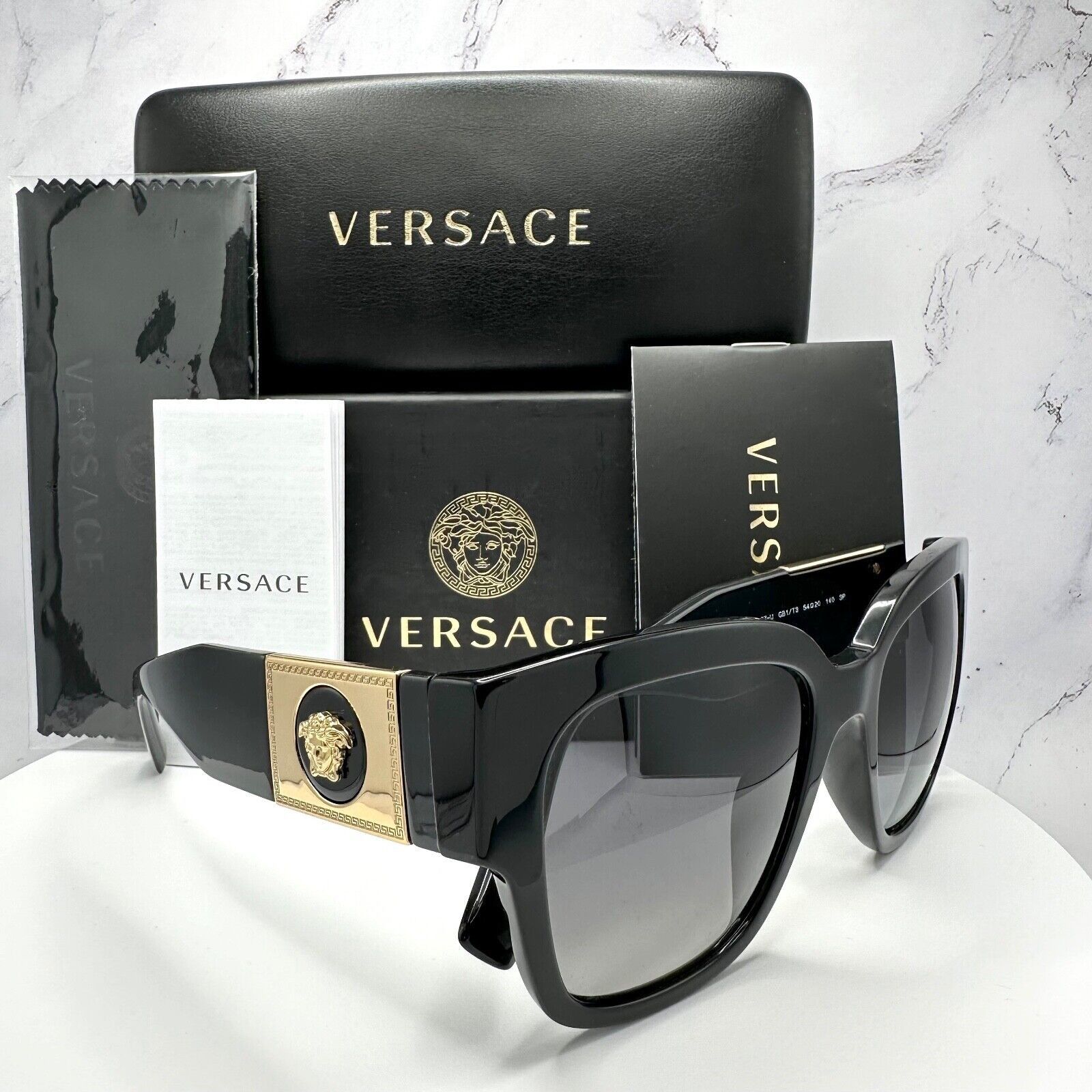 Versace New VERSACE Sunglasses Polarized Black Gold Medusa Square Size ONE SIZE - 4 Thumbnail