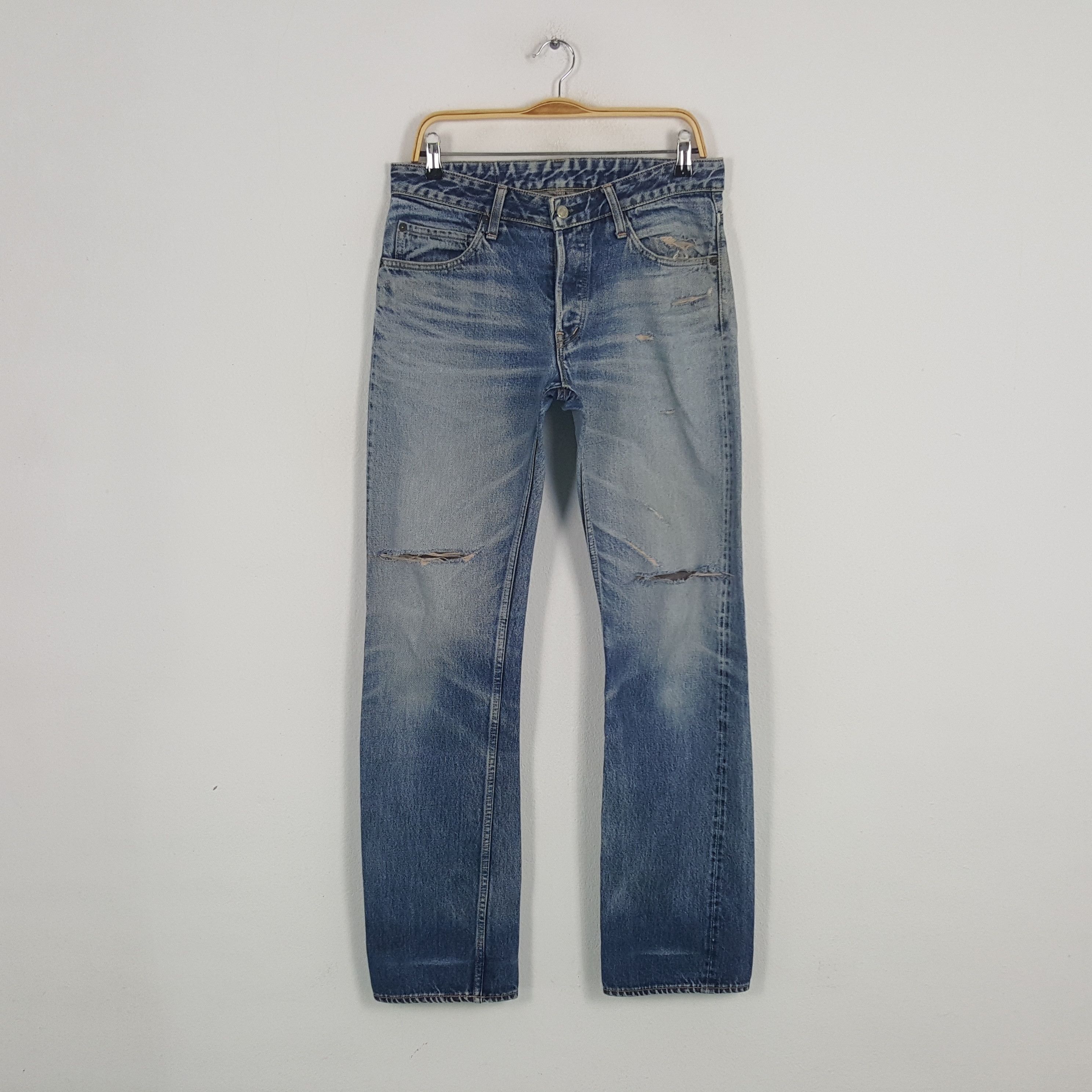 HOLLYWOOD RANCH MARKET × Vintage Vintage H.Ranch.M Distressed Style Selvedge Denim Jeans Size US 32 / EU 48 - 1 Thumbnail