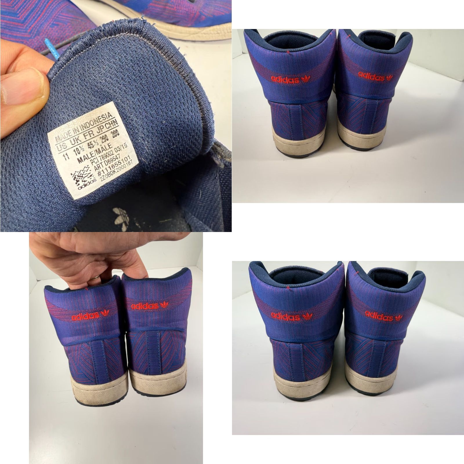 Adidas Adidas Top Ten Hi Woven Sneaker Shoes Mens 11 Purple Blue Lace-Up Size US L / EU 52-54 / 3 - 9 Thumbnail