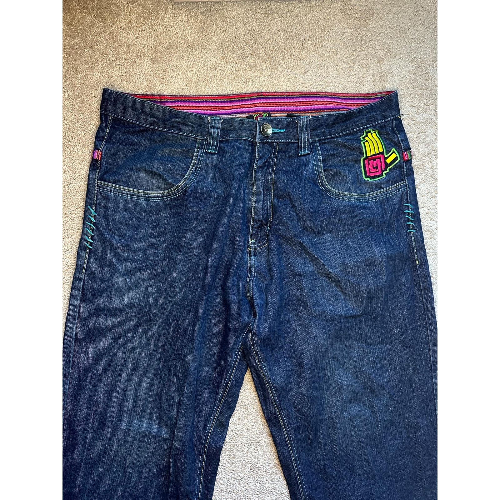 Other Miskeen Originals Embroidered Straight Denim Jeans Blue 38 Size US 38 / EU 54 - 3 Thumbnail
