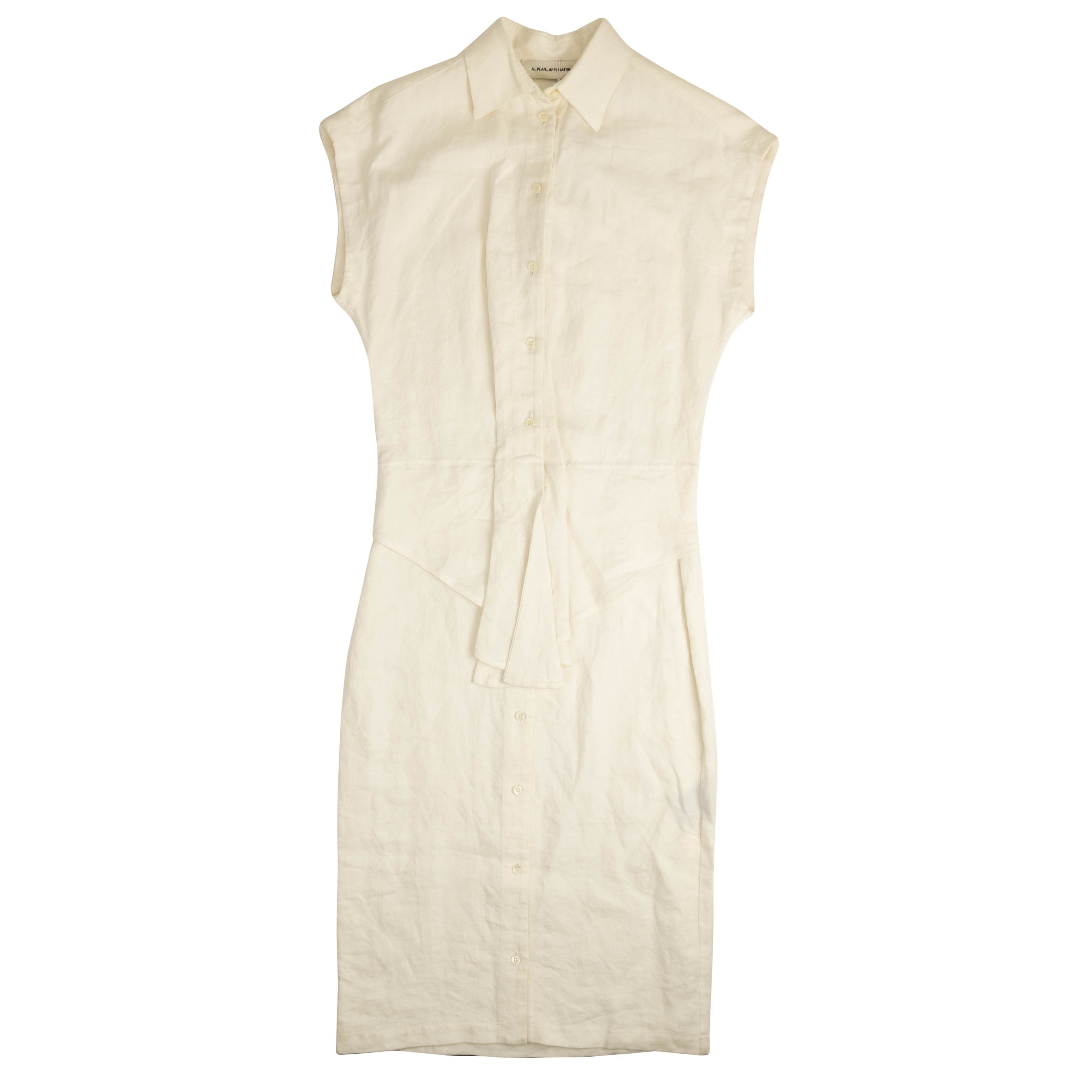 image of A P C White Button Down Sleeveless Shirt Dress Size S, Women's