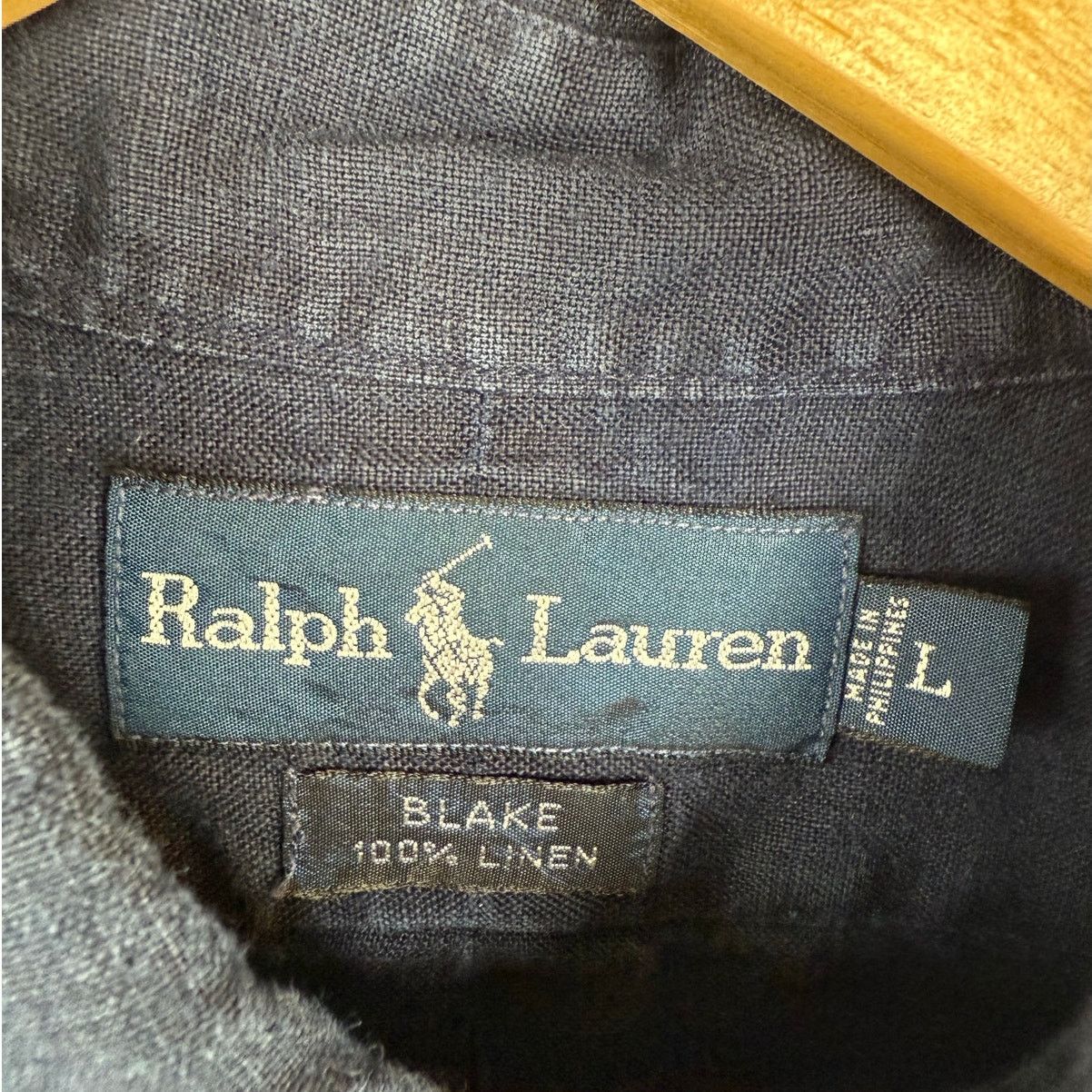 Polo Ralph Lauren × Vintage VTG 90s Polo Ralph Lauren 100% Linen Shirt Mens Sz L Navy Size US L / EU 52-54 / 3 - 4 Thumbnail