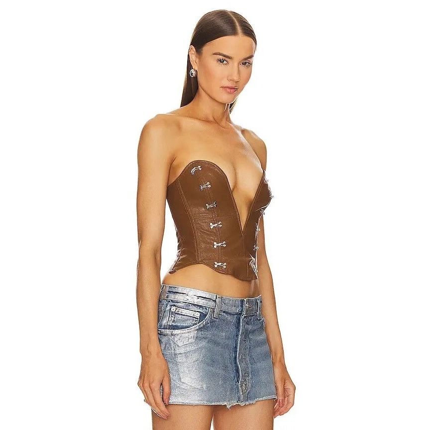 Other Fashion Nova Zorya Faux Leather Corset in Brown Size Large Size L / US 10 / IT 46 - 3 Thumbnail