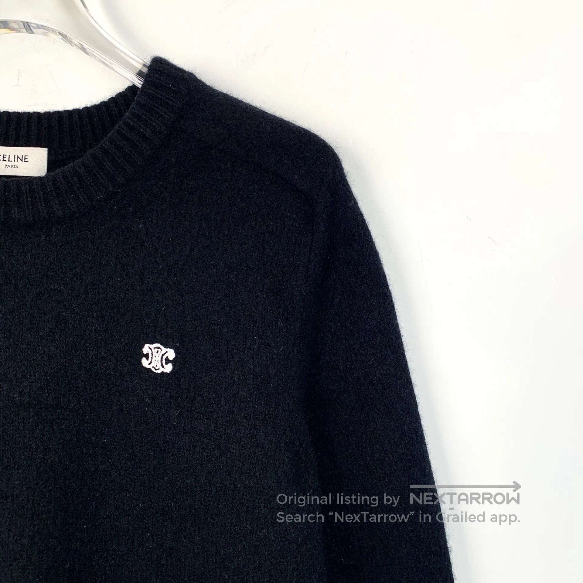 Celine CELINE Black logo Triumph Gate wool knitted sweater| Size US XS / EU 42 / 0 - 3 Thumbnail