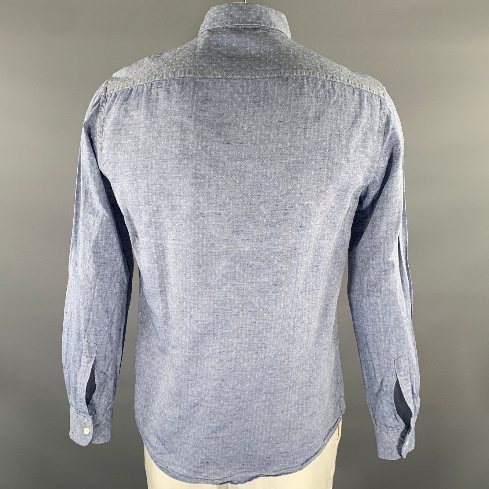 Barena BARENA Size XL Blue White Geometric Cotton Long Sleeve Shirt Size US XL / EU 56 / 4 - 4 Thumbnail