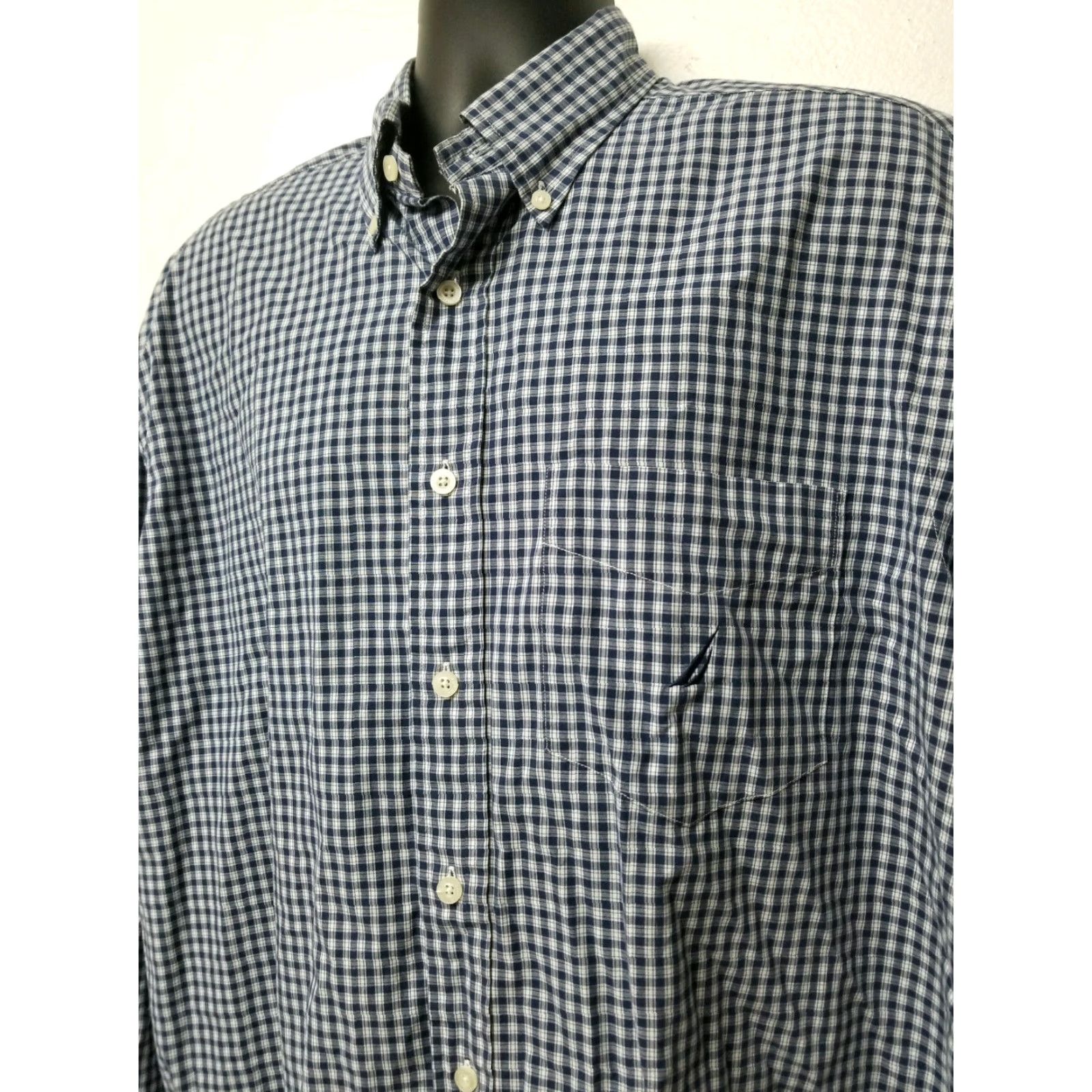 Nautica Nautica Shirt Mens Blue/White Plaid Button Front Long Sleeve L Size US L / EU 52-54 / 3 - 2 Thumbnail