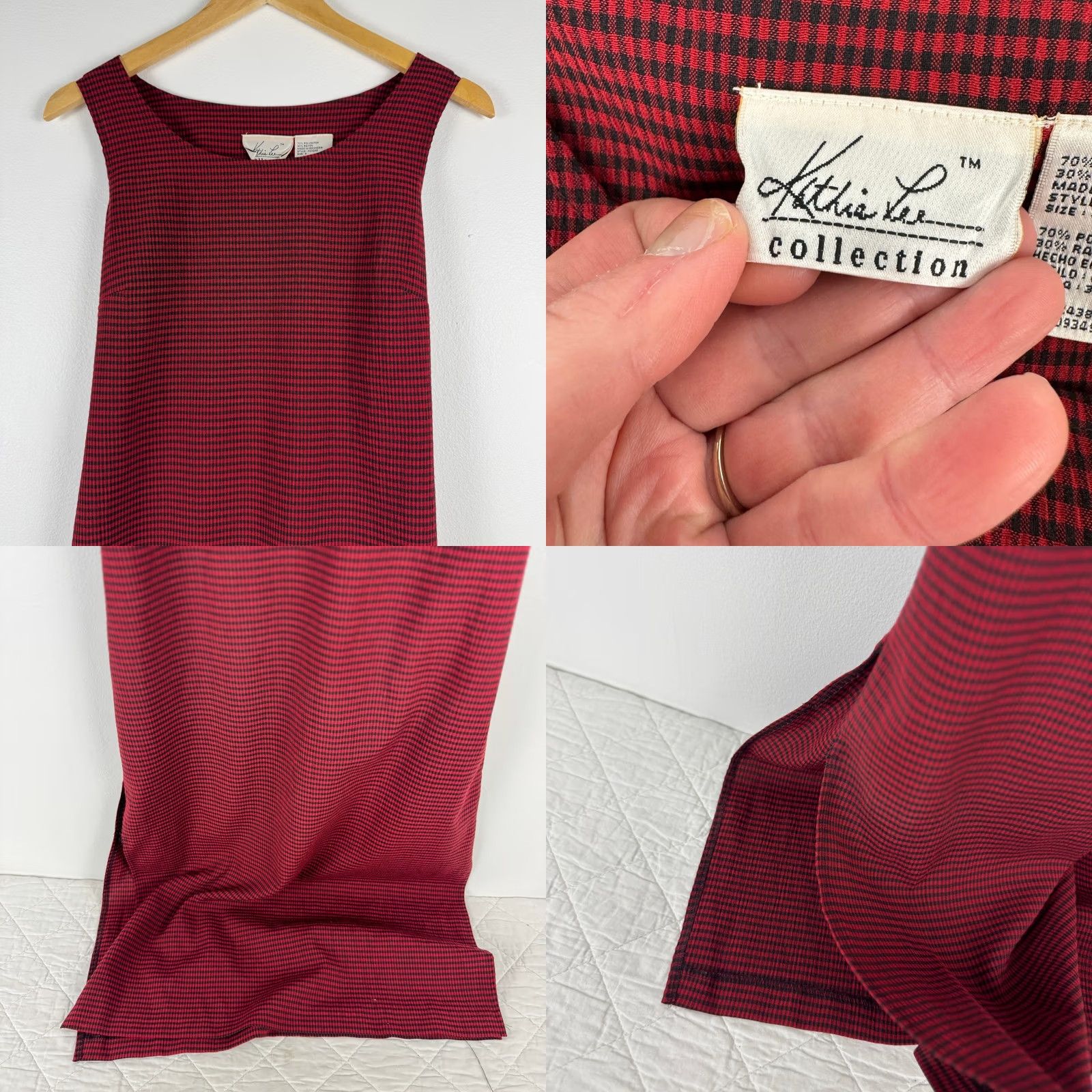 Lee VINTAGE Kathie Lee Collection Maxi Dress 90s Gingham Red Black Sz 8 Size M / US 6-8 / IT 42-44 - 8 Thumbnail