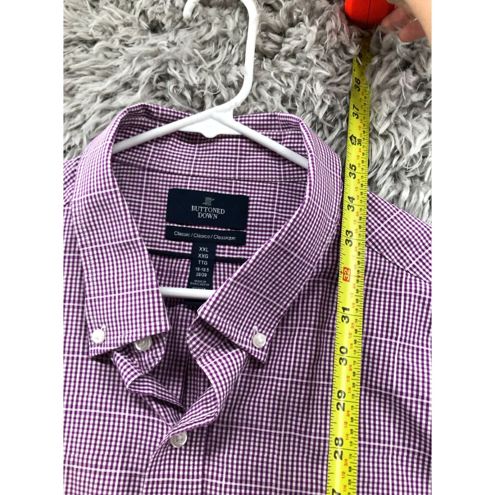 Vintage Buttoned Down Shirt XXL Mens Purple Plaid Long Sleeve Button-Down Collar Shirt Size US XXL / EU 58 / 5 - 5 Thumbnail