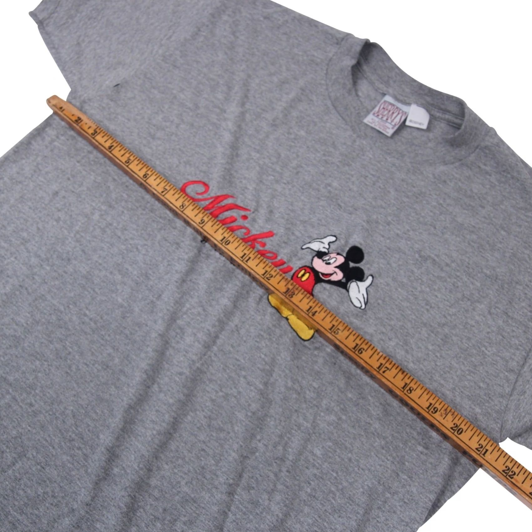 Disney VINTAGE Disney Mickey Mouse Mens Large Spellout Embroidered T Shirt Gray Size US L / EU 52-54 / 3 - 5 Thumbnail