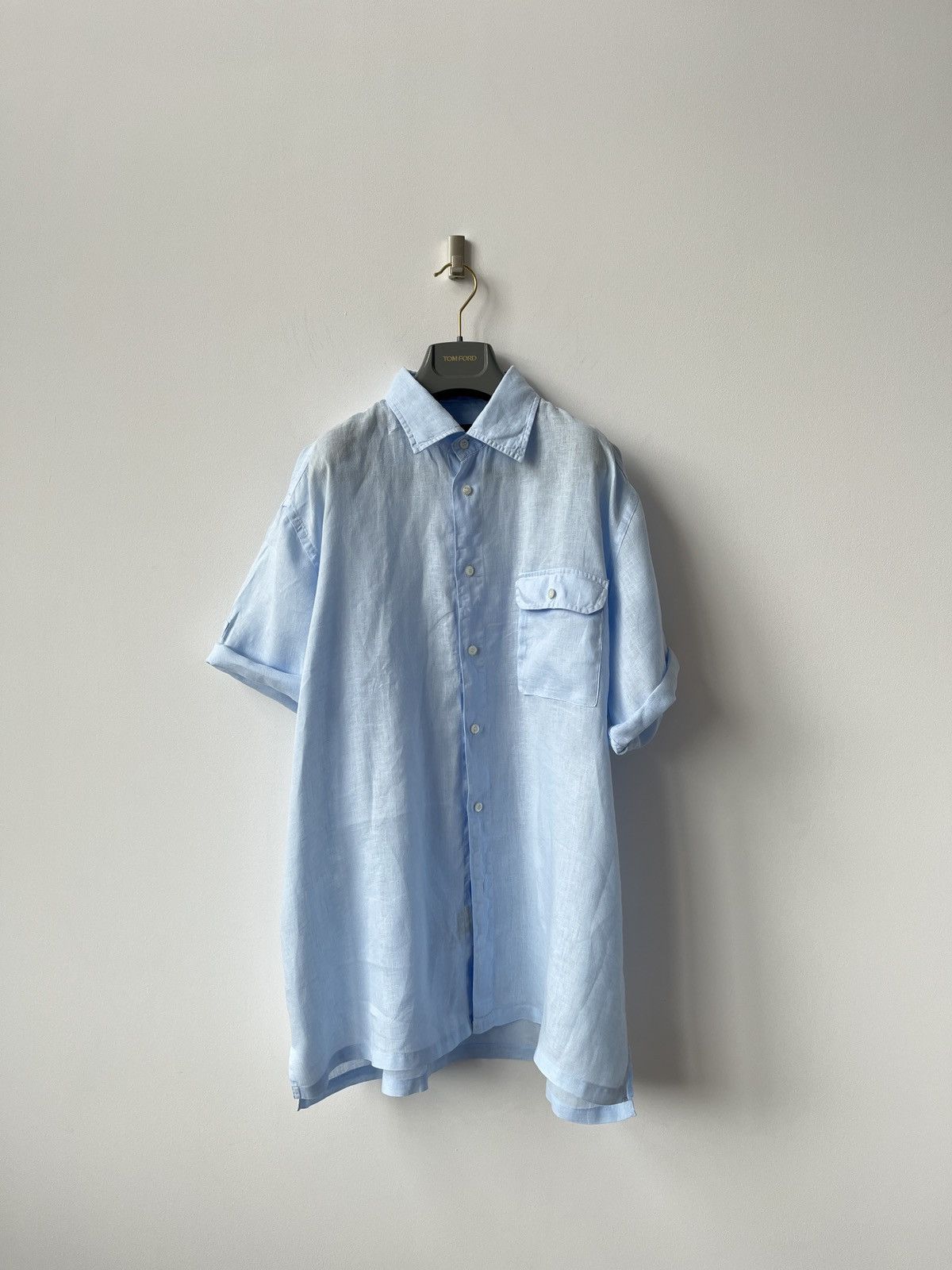 Ermenegildo Zegna ZEGNA Sport Baby Blue Color Linen Shirt Spain Luxury Size US XL / EU 56 / 4 - 3 Thumbnail