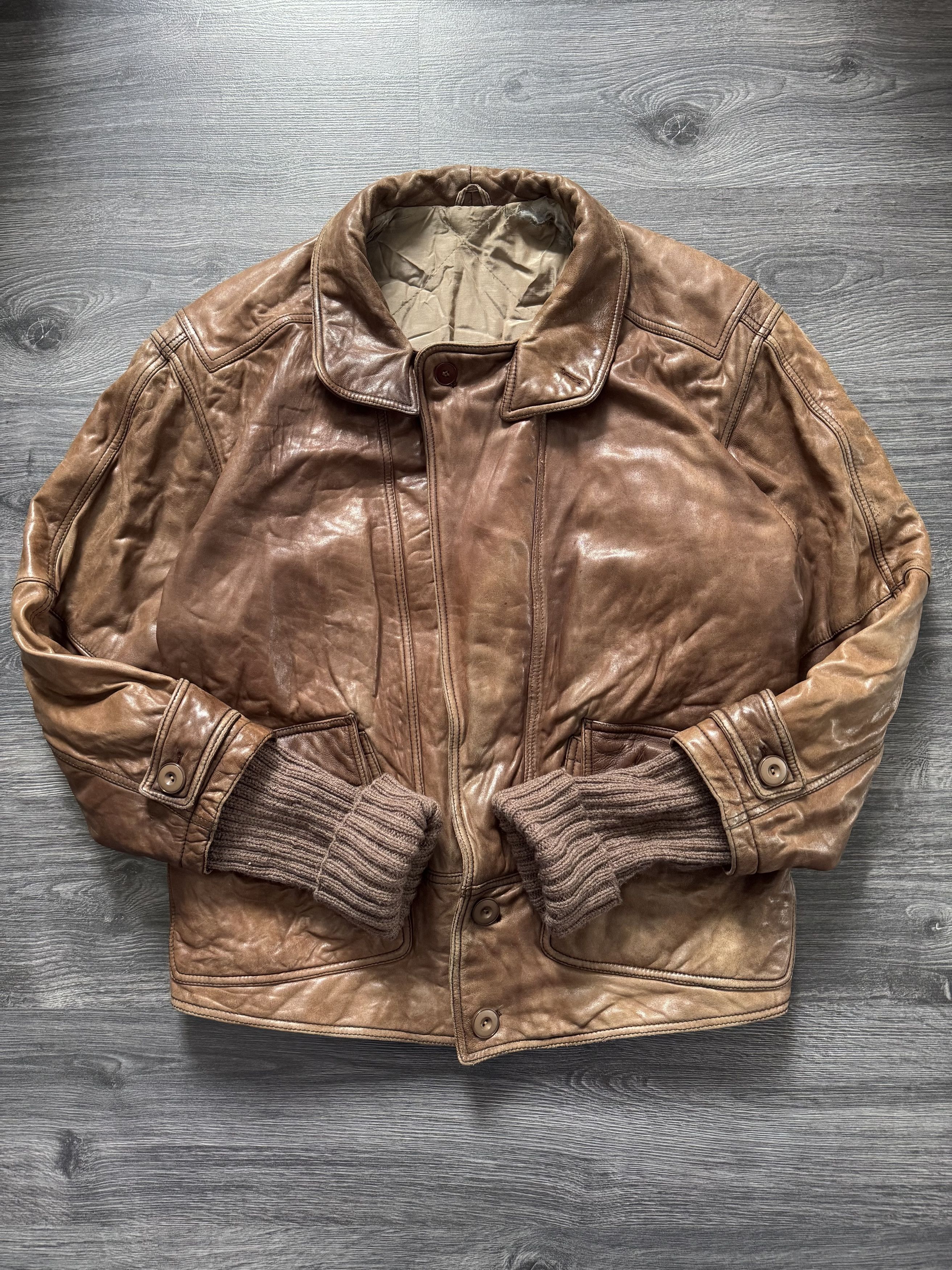 Vintage Vintage 80s La Matta Brown Leather Jacket – Italian Retro Size US L / EU 52-54 / 3 - 6 Thumbnail