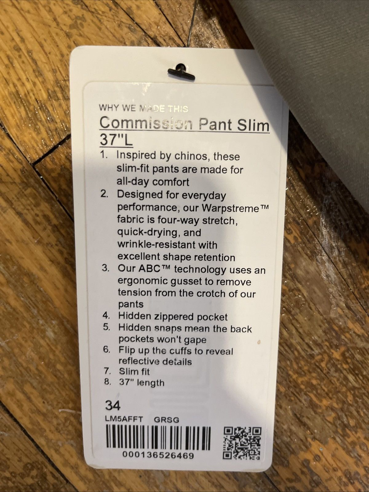 Lululemon Lululemon Commission Pant Slim 37 Length 34 Waist Size US 34 / EU 50 - 9 Thumbnail