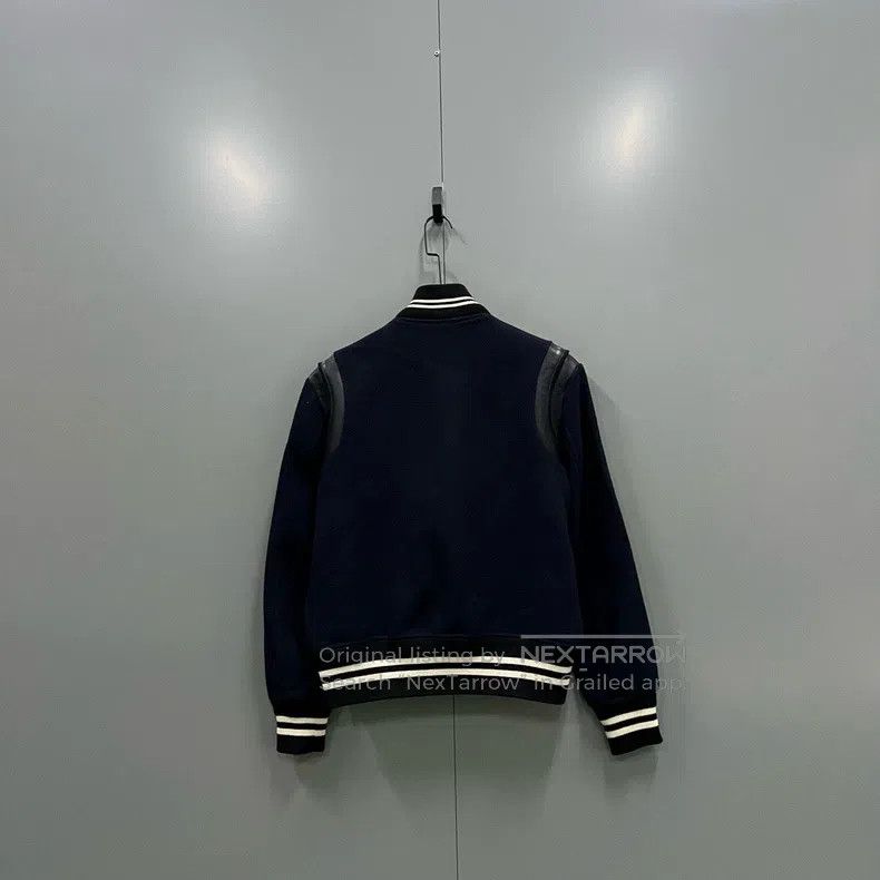 Saint Laurent Paris Navy blue mixed leather baseball jacke