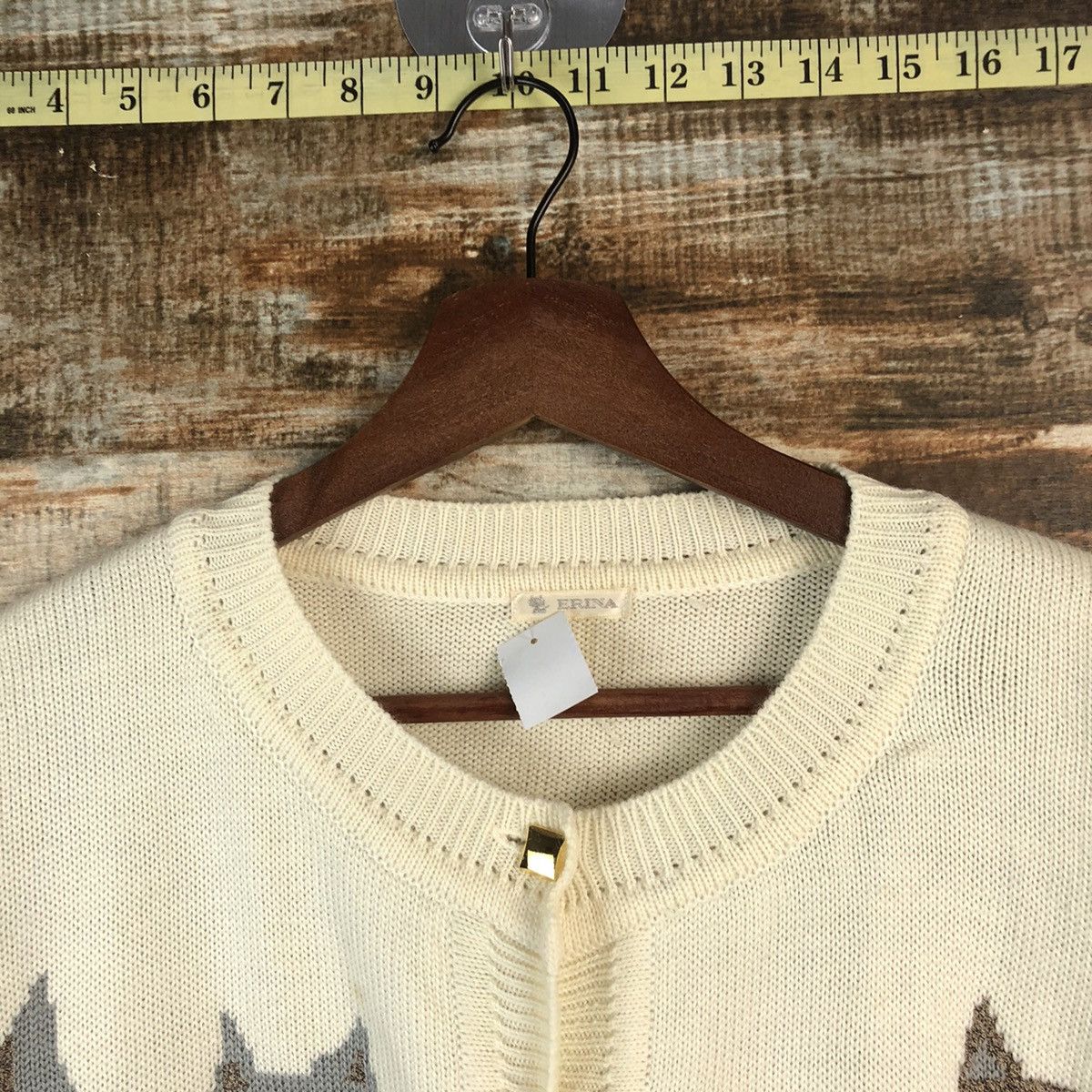 Vintage DL Erina cat Beige Cardigan Knitwear #C727 Size M / US 6-8 / IT 42-44 - 4 Thumbnail