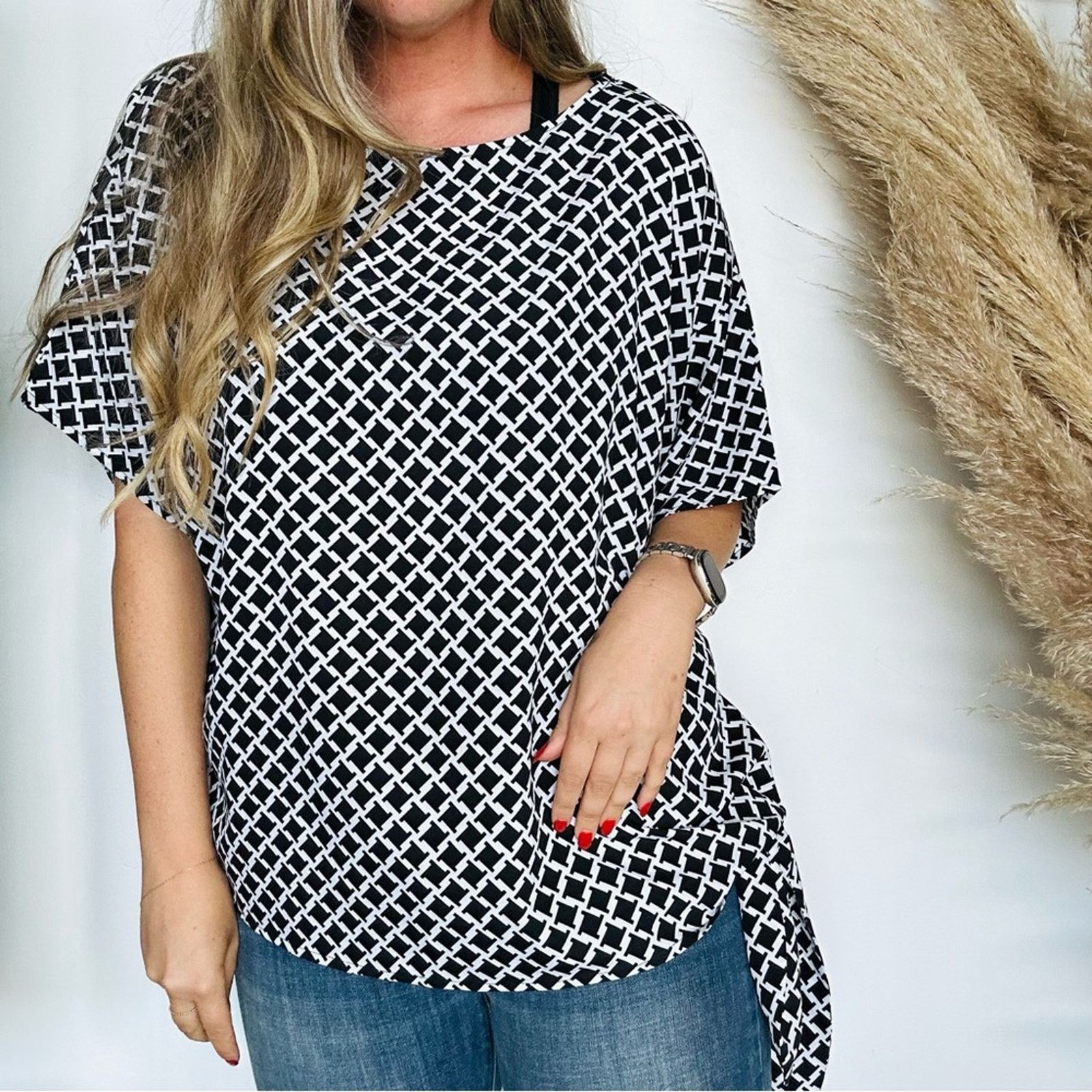 Michael Kors MICHAEL KORS Black White Print Tie Tunic Blouse Top Shirt Size XXL / US 16-18 / IT 52-54 - 3 Thumbnail