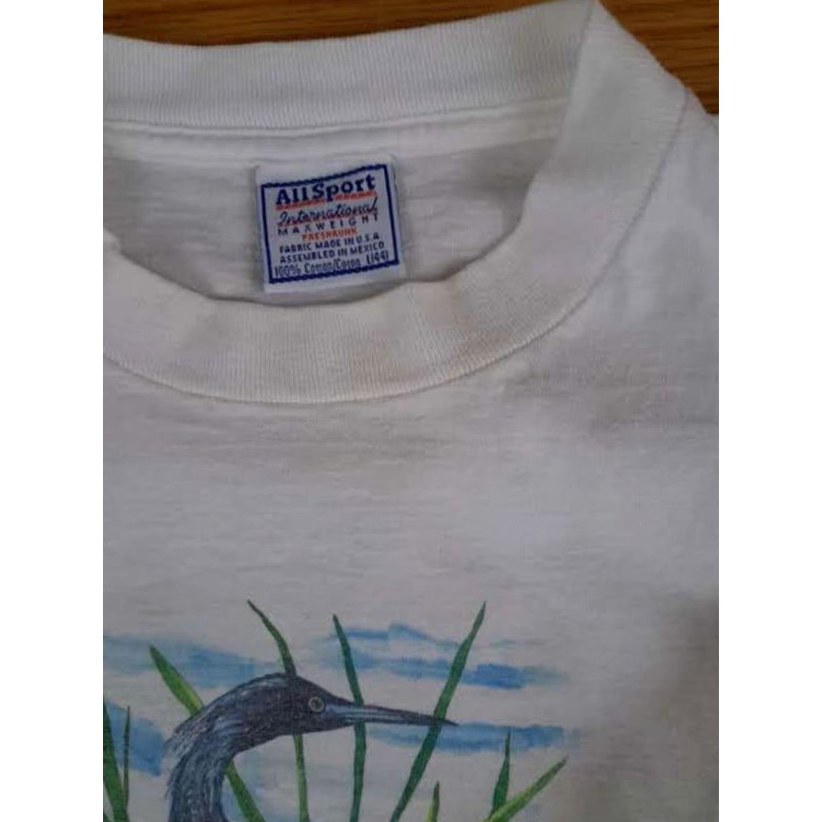 Vintage VINTAGE All Sport T-Shirt USA Crew Neck Short Sleeve Sea Bird Sea of Peace Stitch Men 44 White Cotton 27in long 20in chest Size US XXL / EU 58 / 5 - 3 Thumbnail
