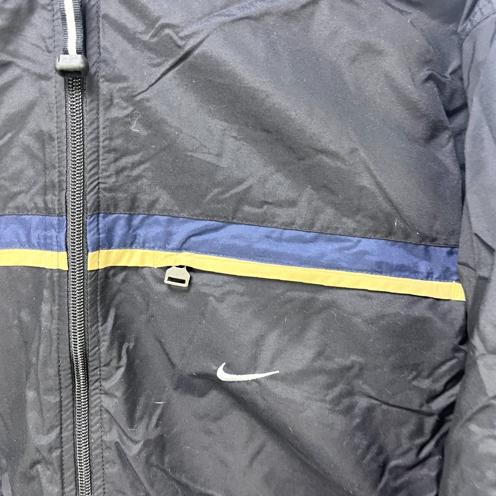 Nike VINTAGE Nike Windbreaker Jacket Swoosh Logo Regular L Black 90s Mens Zip Full Zip Winter Fall Spring Size US L / EU 52-54 / 3 - 3 Thumbnail