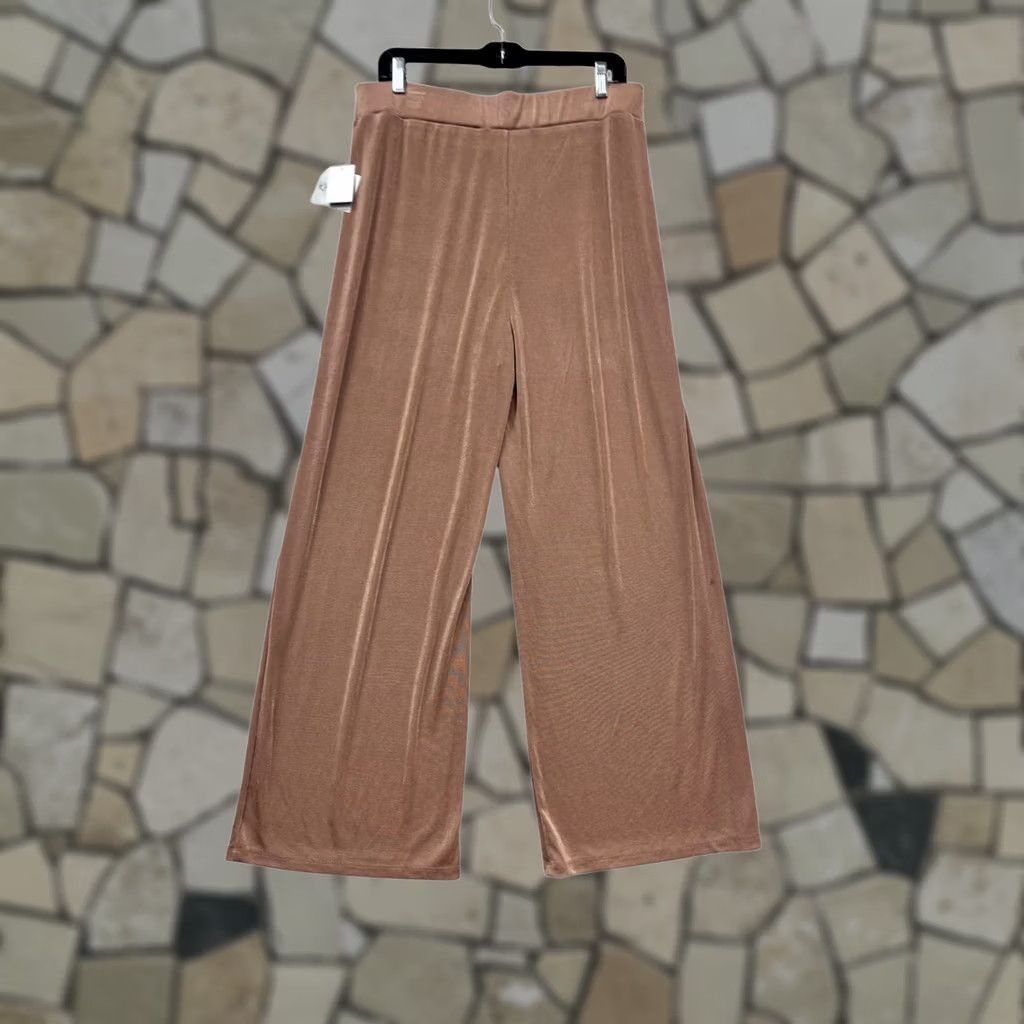 Esprit Esprit Dress Pants Wide-Leg L Brown Womens Pants Large Regular Polyester Elastane Satin All Season Tags Attached Uniform Dress Pants Women Mens? Size 36" / US 14 / IT 50 - 1 Thumbnail