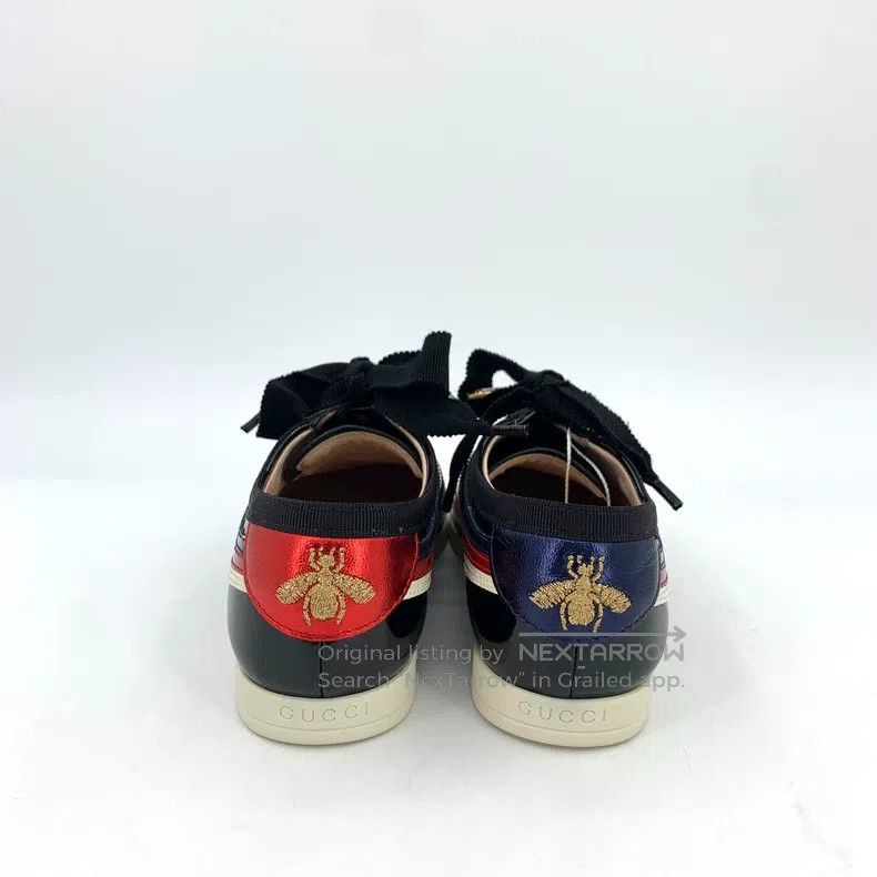 Gucci Gucci Black bow decoration shiny patent leather striped ca Size US 12 / IT 42 - 4 Thumbnail