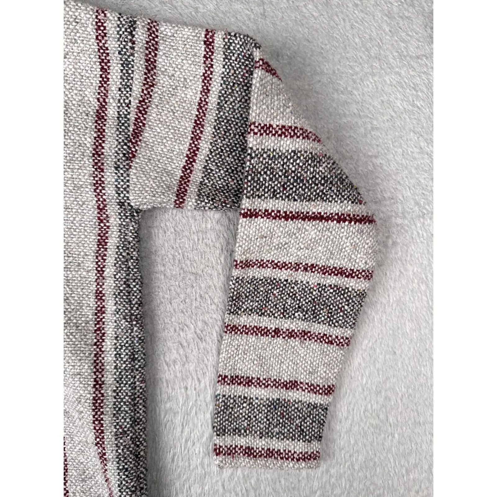 Baja Hoodie Mens Medium Gray Striped Kangaroo Pocket Hippie Drug Rug Poncho