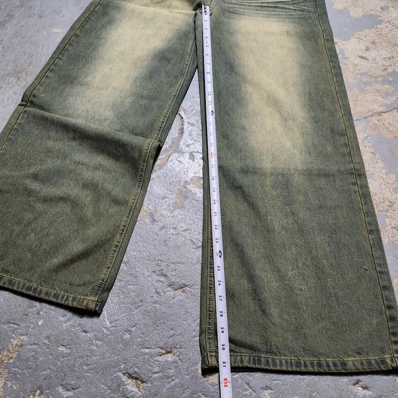 Japanese Brand Baggy loose fit green sandwash jeans Size US 32 / EU 48 - 5 Thumbnail