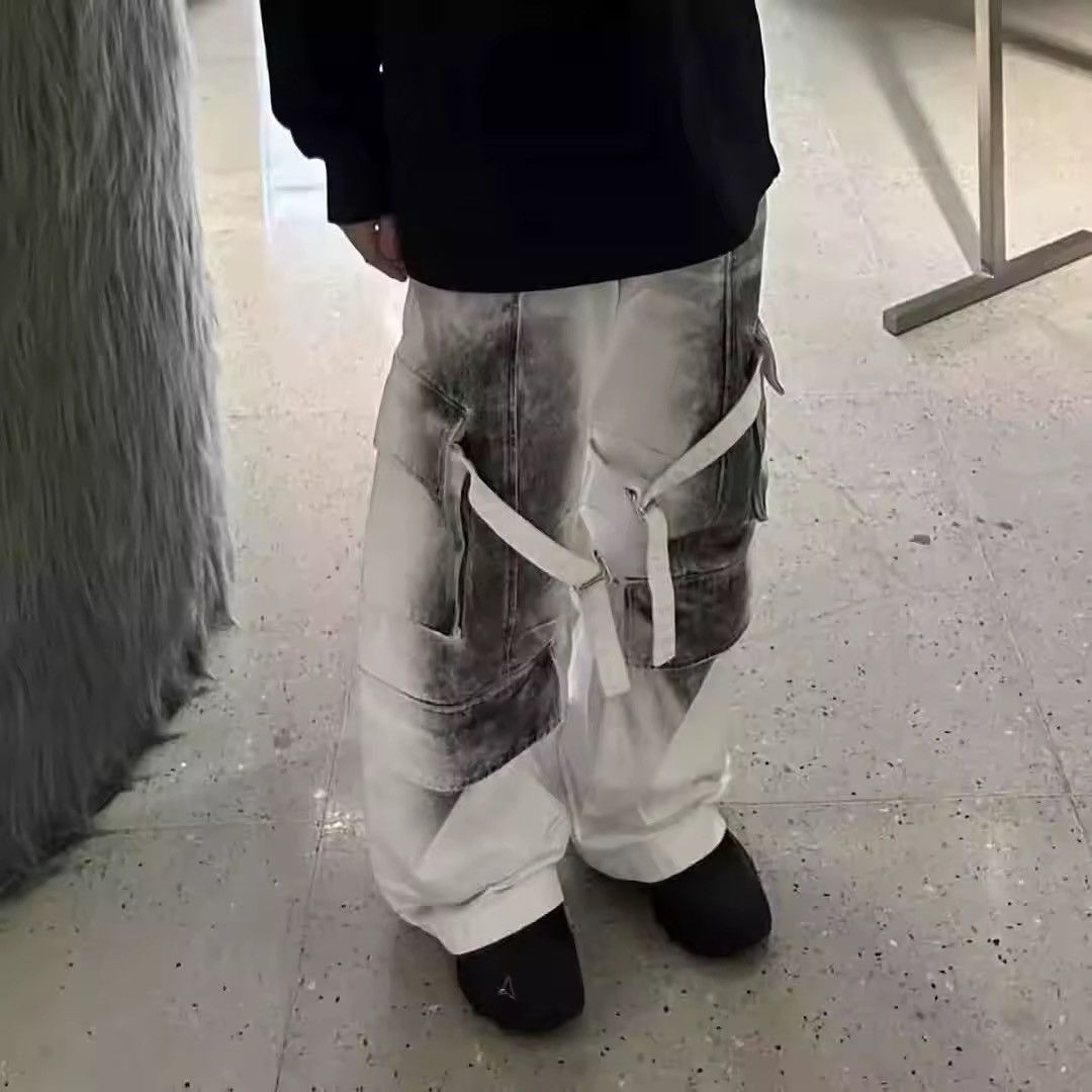 Other White & black bleached cargo pants Size US 32 / EU 48 - 1 Thumbnail