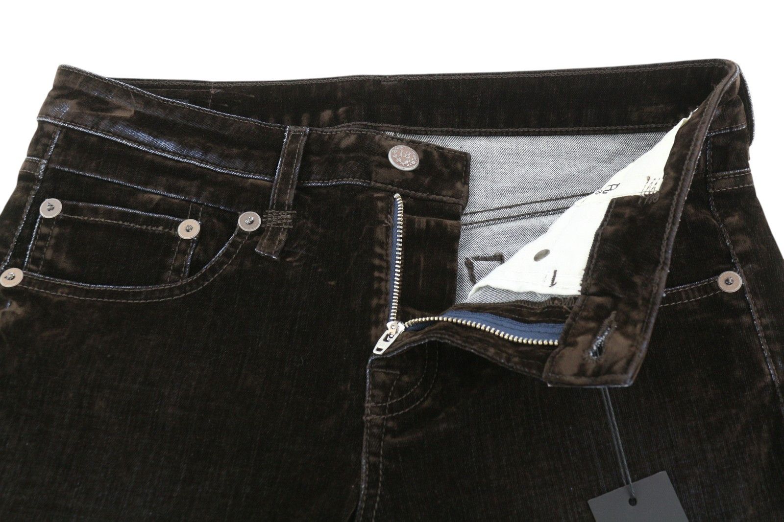 R13 BOY STRAIGHT 26 Flocked Brown Velvet Cropped Dark 86260 Size 26" / US 2 / IT 38 - 4 Thumbnail